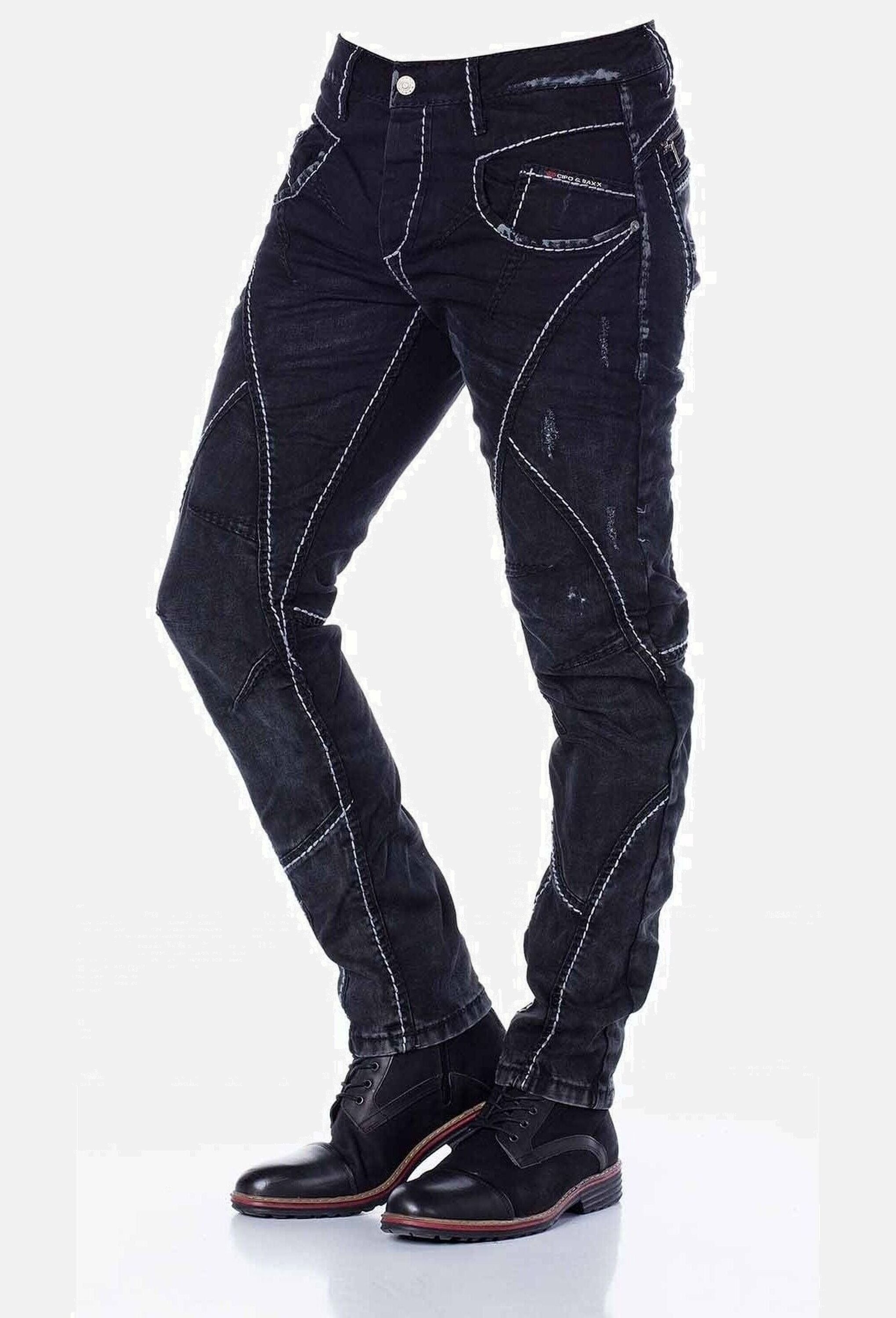 Cipo & Baxx 5-Pocket-Jeans »Cipo & Baxx Jeans« mit extravaganten Teilungsnähten, CD288