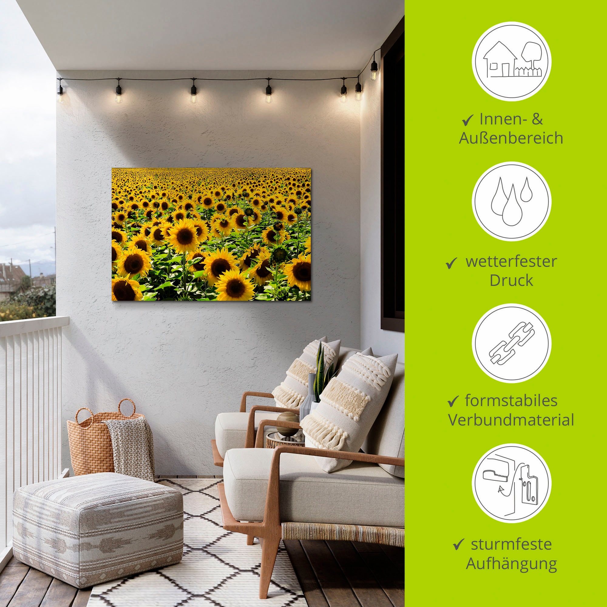 Artland Wandbild »Sonnenblumenfeld« Blumen 1 Stk. tlg. als Alubild, Leinwandbild in verschied. Größen