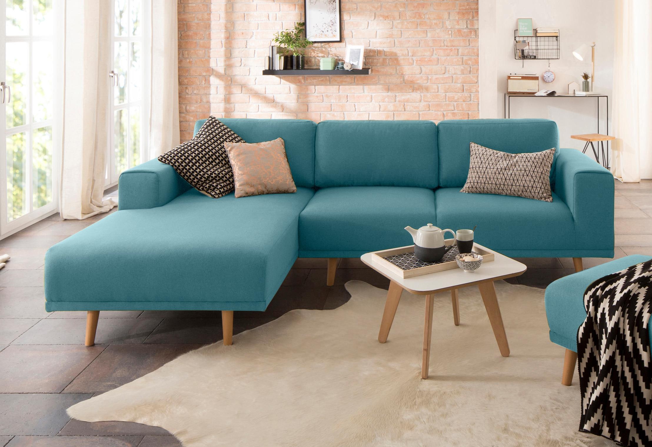 Home affaire Ecksofa "Lasse L-Form", im scandinavischen Stil mit Holzfüßen günstig online kaufen