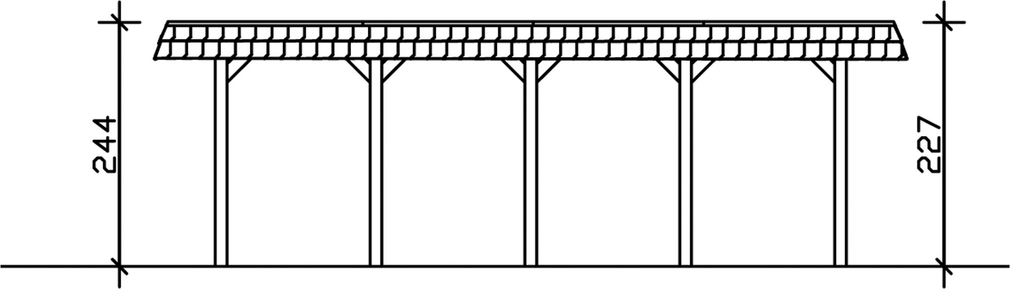 Skanholz Einzelcarport »Spreewald«, Nadelholz, 342 cm, Grün, mit Aluminiumdach, rote Blende