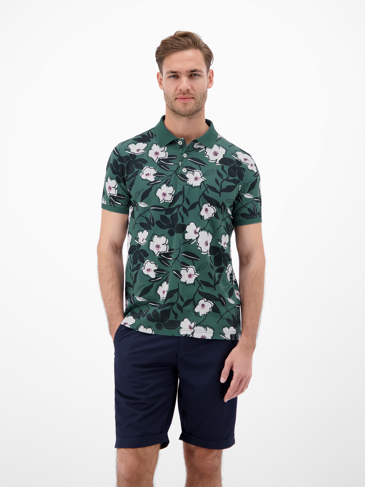 LERROS Poloshirt »Poloshirt mit floralem Print aus 100% Baumwolle«