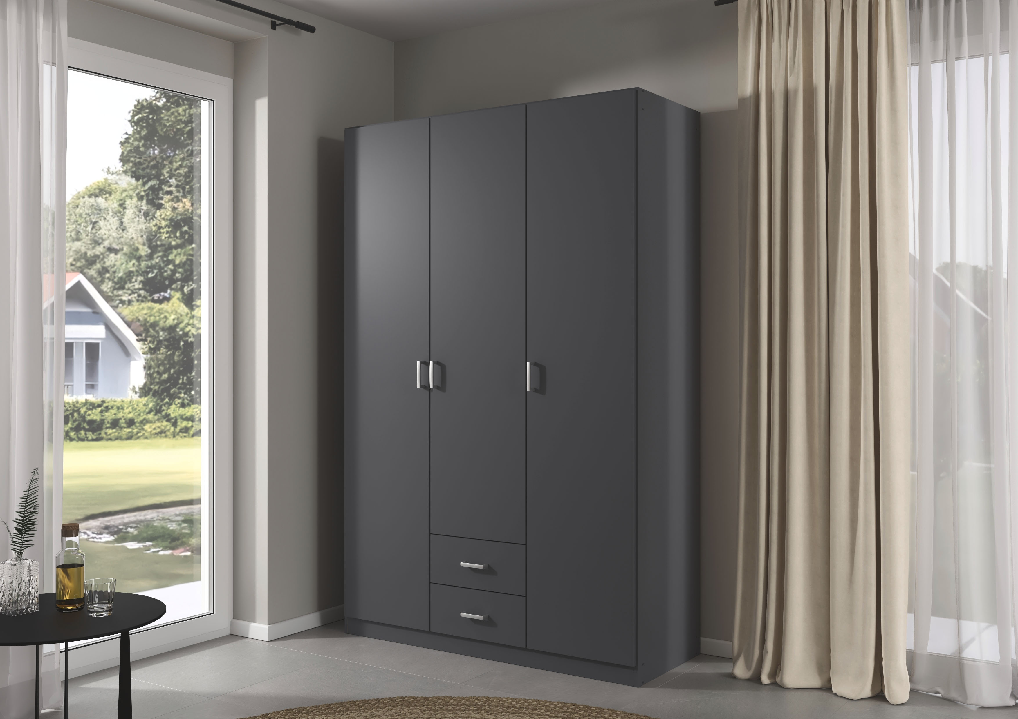rauch Drehtürenschrank "Kleiderschrank Garderobe GAMMA Breite 136 cm" in 3 Ausstattungen BASIC/CLASSIC/PREMIUM (inkl. SOFT-CLOSE-Funktion), mit Schubladen, verschiedene Griff-Varianten TOPSELLER MADE IN GERMANY