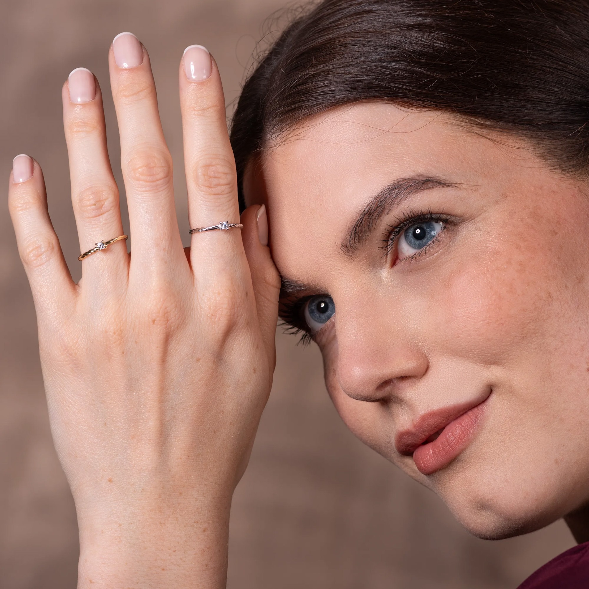 LYOMI Fingerring »585/- Weißgold 1 synth. Diam. 0,07ct.«