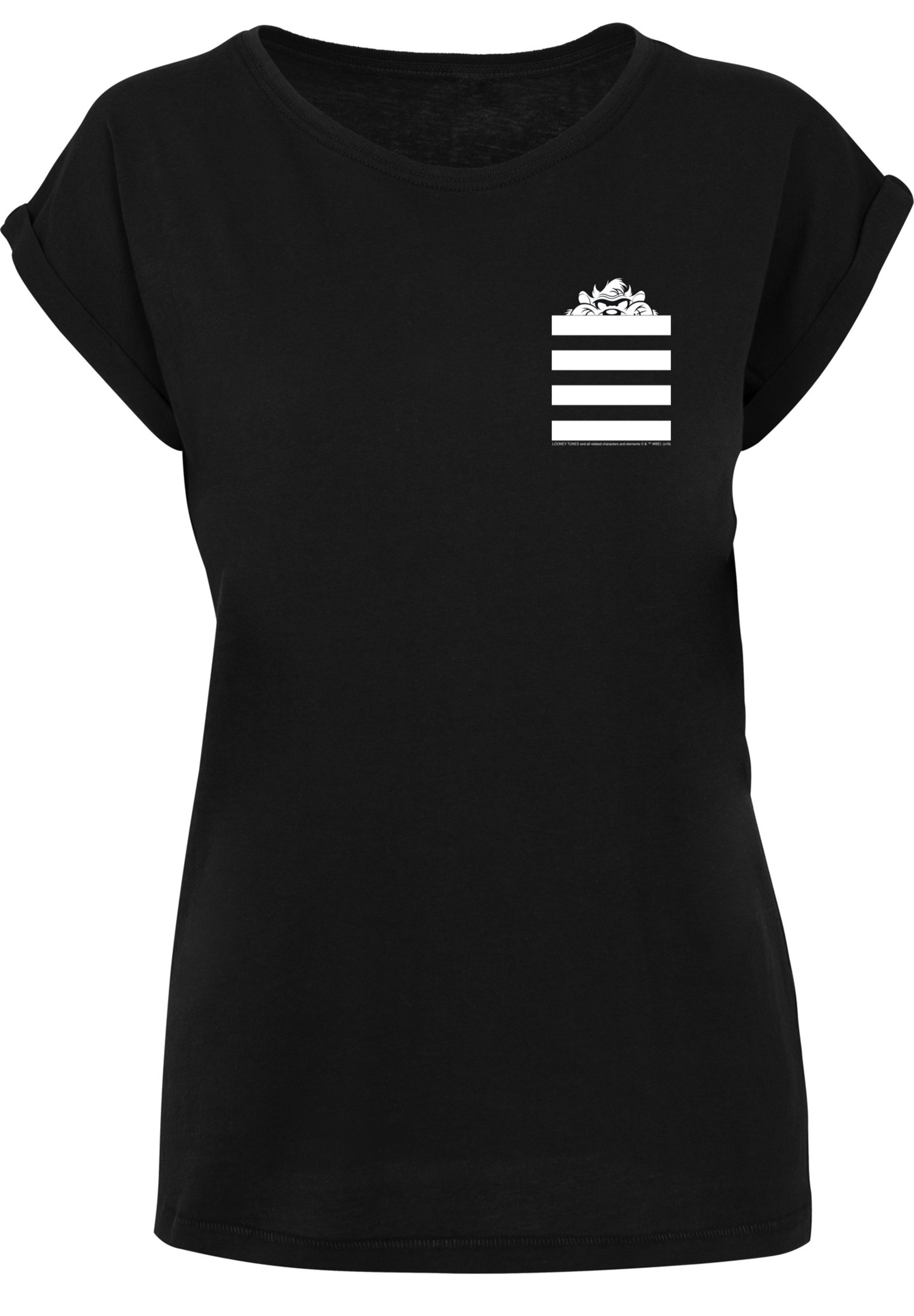 F4NT4STIC T-Shirt »Looney Tunes Taz Stripes Faux Pocket«, Print