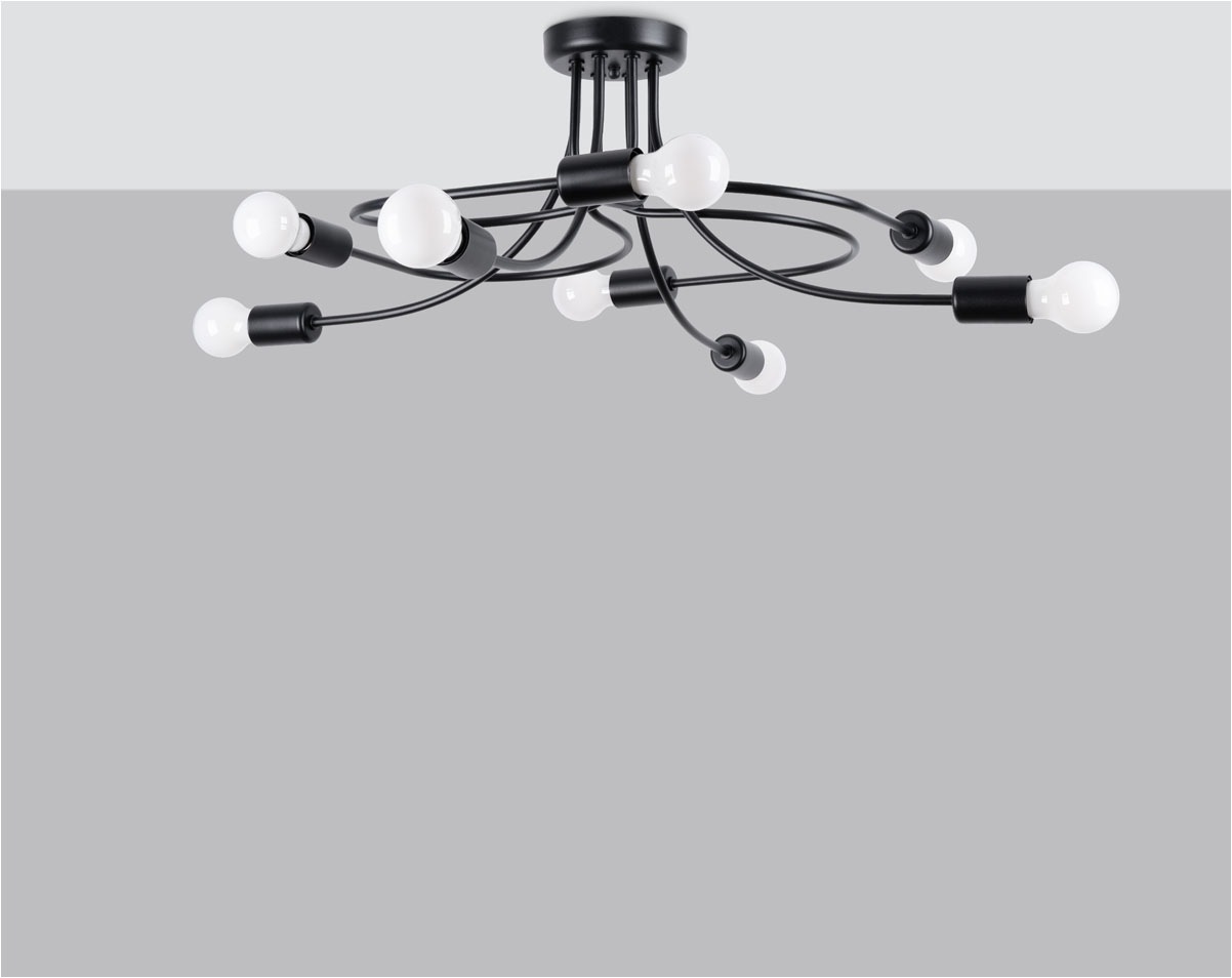 SOLLUX lighting Deckenleuchte »Kronleuchter LEVAR 8 schwarz«, 8 flammig, Leuchtmittel E27 | ohne Leuchtmittel, Streulicht