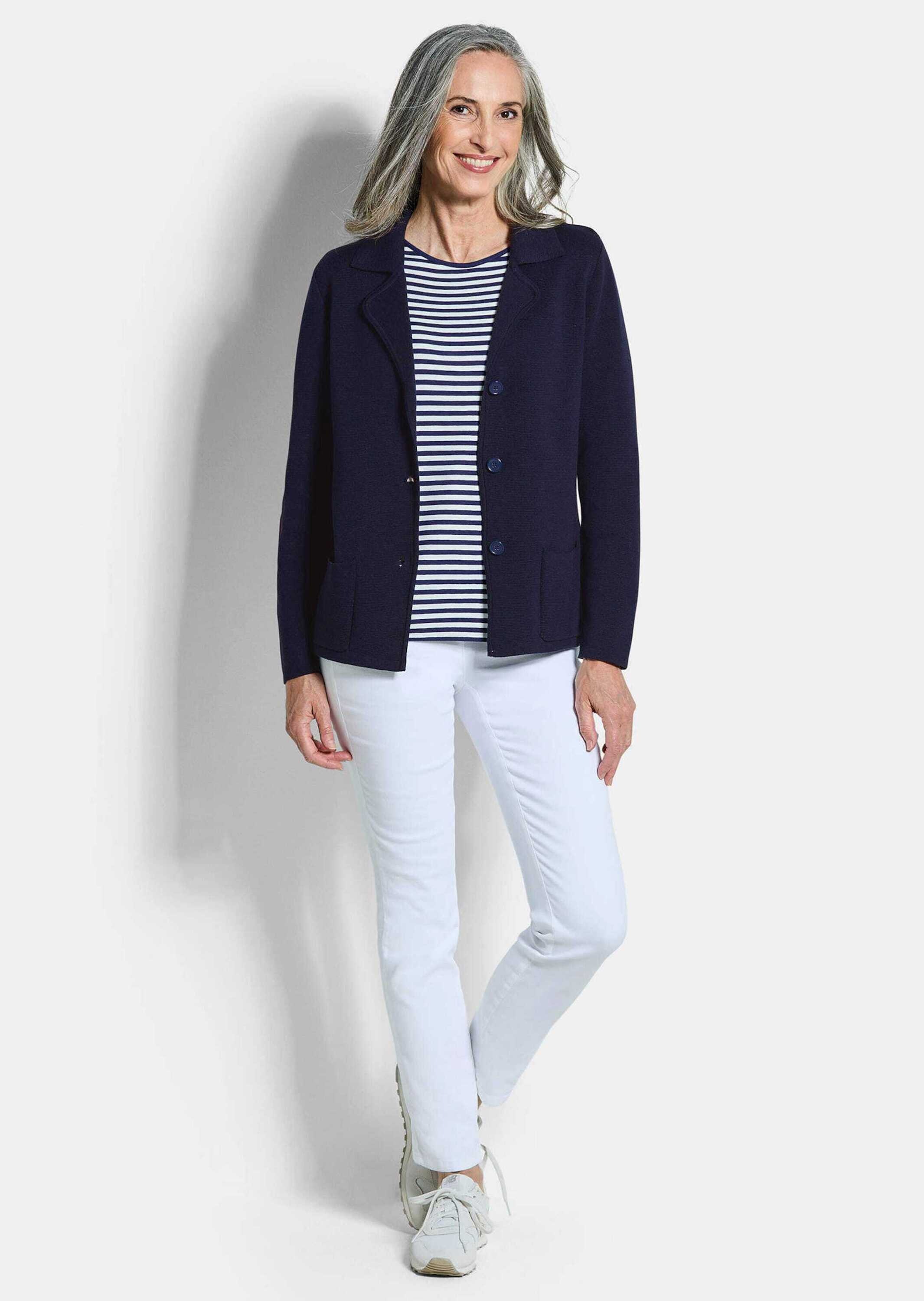 GOLDNER Jackenblazer "Kurzgröße Milano-Ripp-Blazer mit Reverskragen" figurs günstig online kaufen