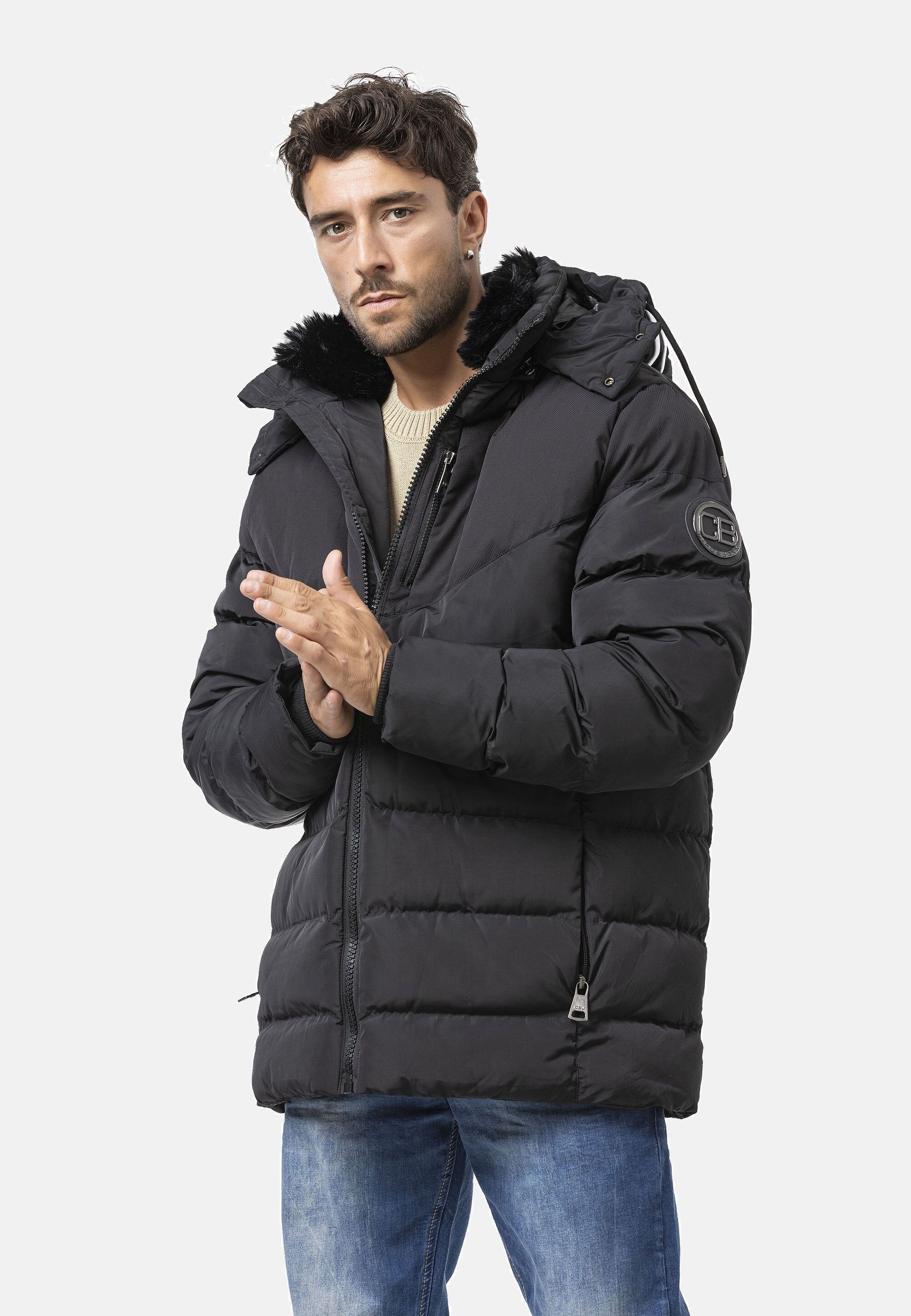 Cipo & Baxx Winterjacke »CM198« mit Kapuze mit Reißverschlusstaschen
