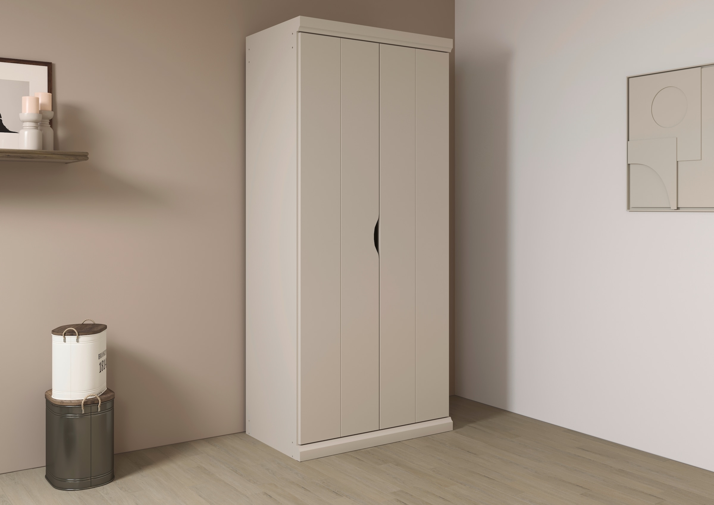 OTTO home Kleiderschrank "Mehrzweckschrank Aktenschrank Möbel Mietswohnung Schlafzimmer MARLENE" 3 verschiedene Ausstattungen BASIC/CLASSIC/PREMIUM (inkl. SOFT-CLOSE), in 3 Breiten 91/136/181 cm im Landhaus-Stil MADE IN GERMANY