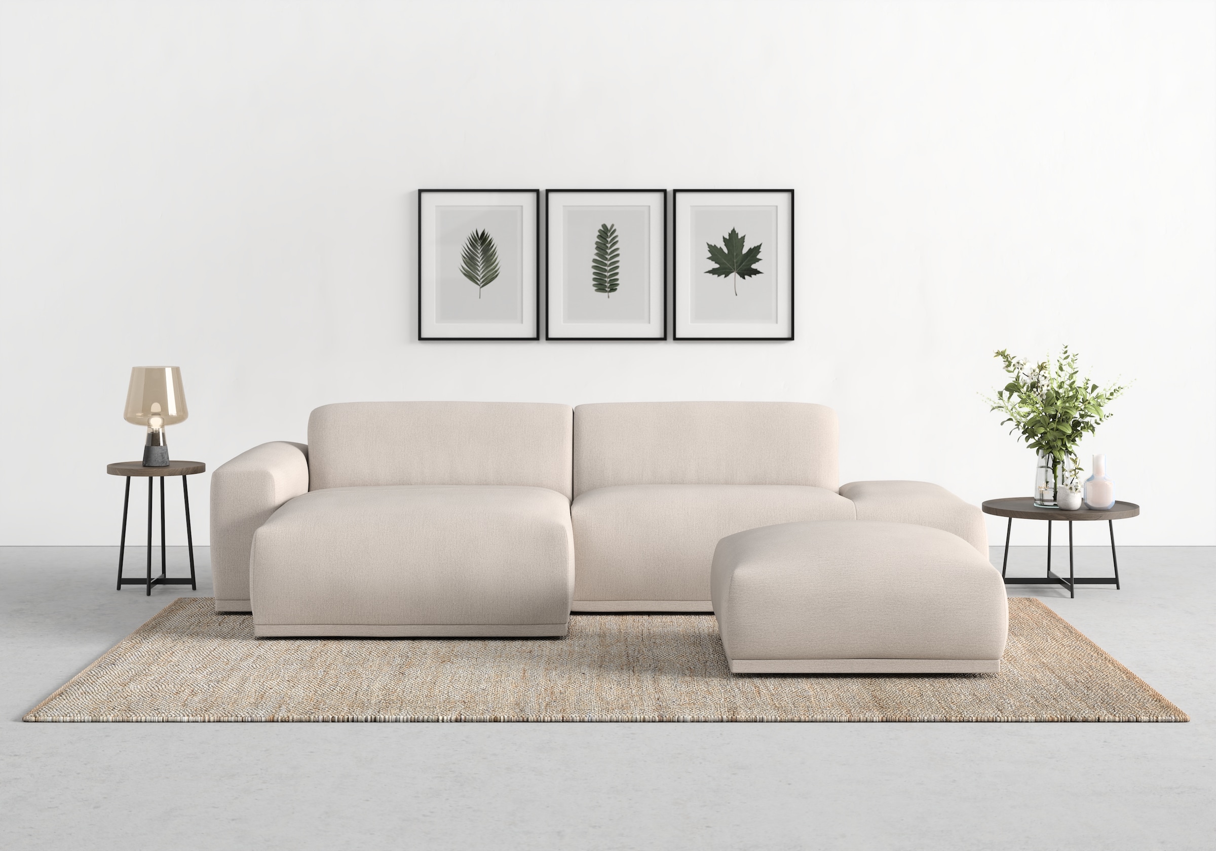 TRENDMANUFAKTUR Ecksofa Braga, aus 2 Teilen, moderner Cord-Stoff