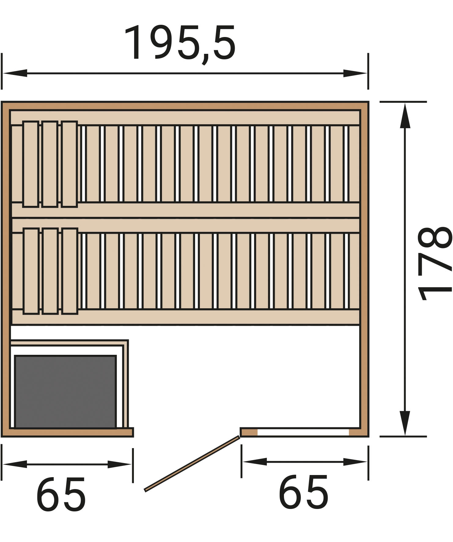 weka Sauna »Massivholzsauna BERGEN 1.8«, Blockbohlen, naturbelassenes Fichtenholz
