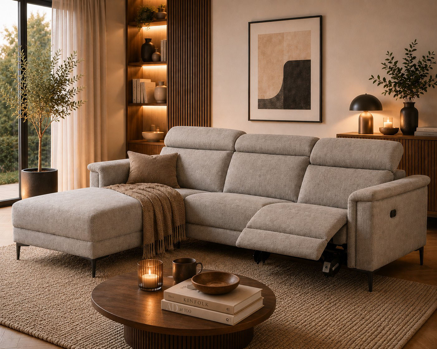 OTTO home Ecksofa "LUND, Struktur-Bezug, L-Form, 261cm, man. /elektr. Relaxfunktion" auch mit USB A-Anschluss sowie Kopfteilverstellung