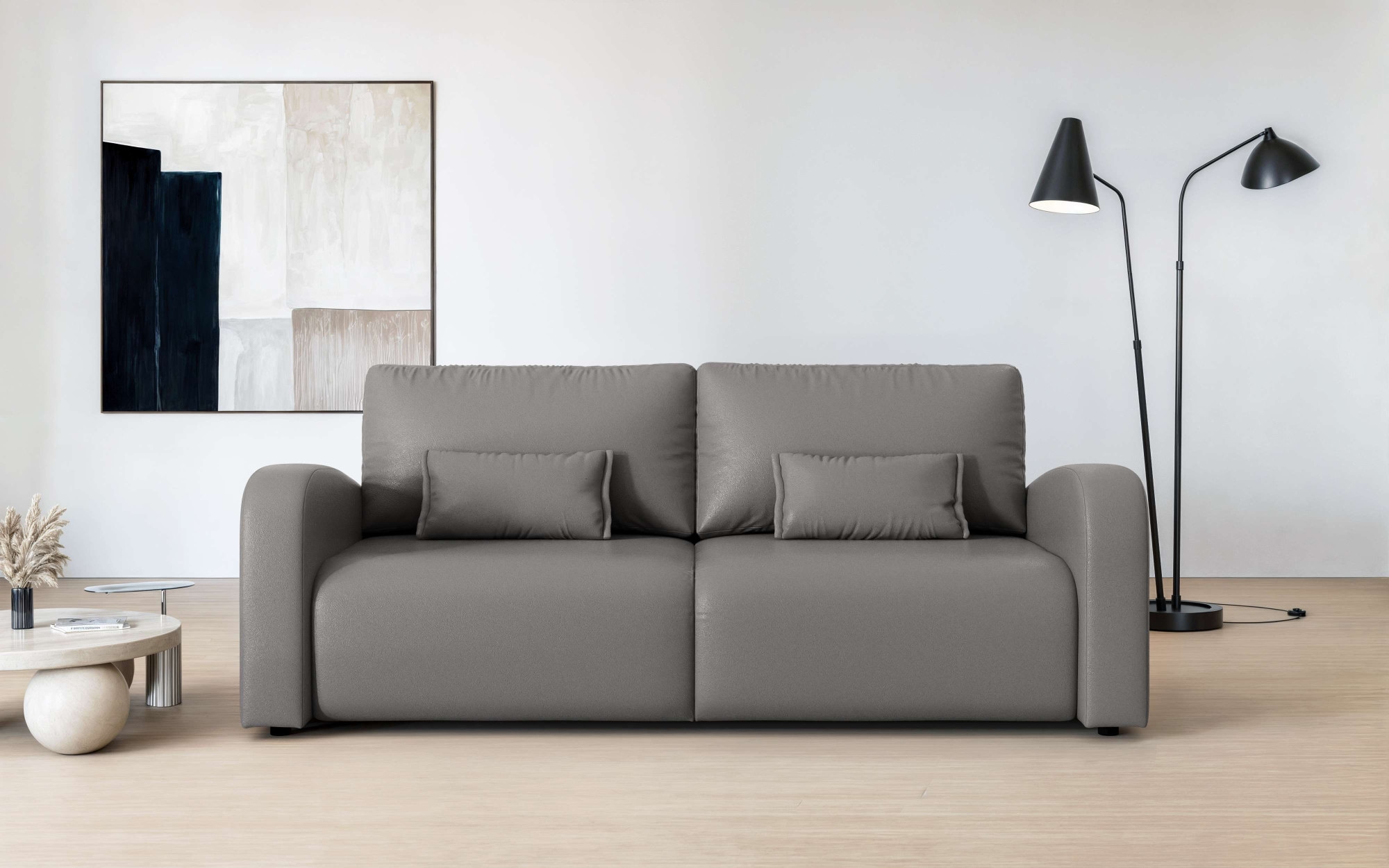 OTTO home 3-Sitzer "JIGGS wahlweise Schlafsofa mit Bettkasten, Maße B/H/T: 228/96/110 cm" Sofa mit Wellenunterfederung, enthält 2 Rückenkissen und 2 Zierkissen