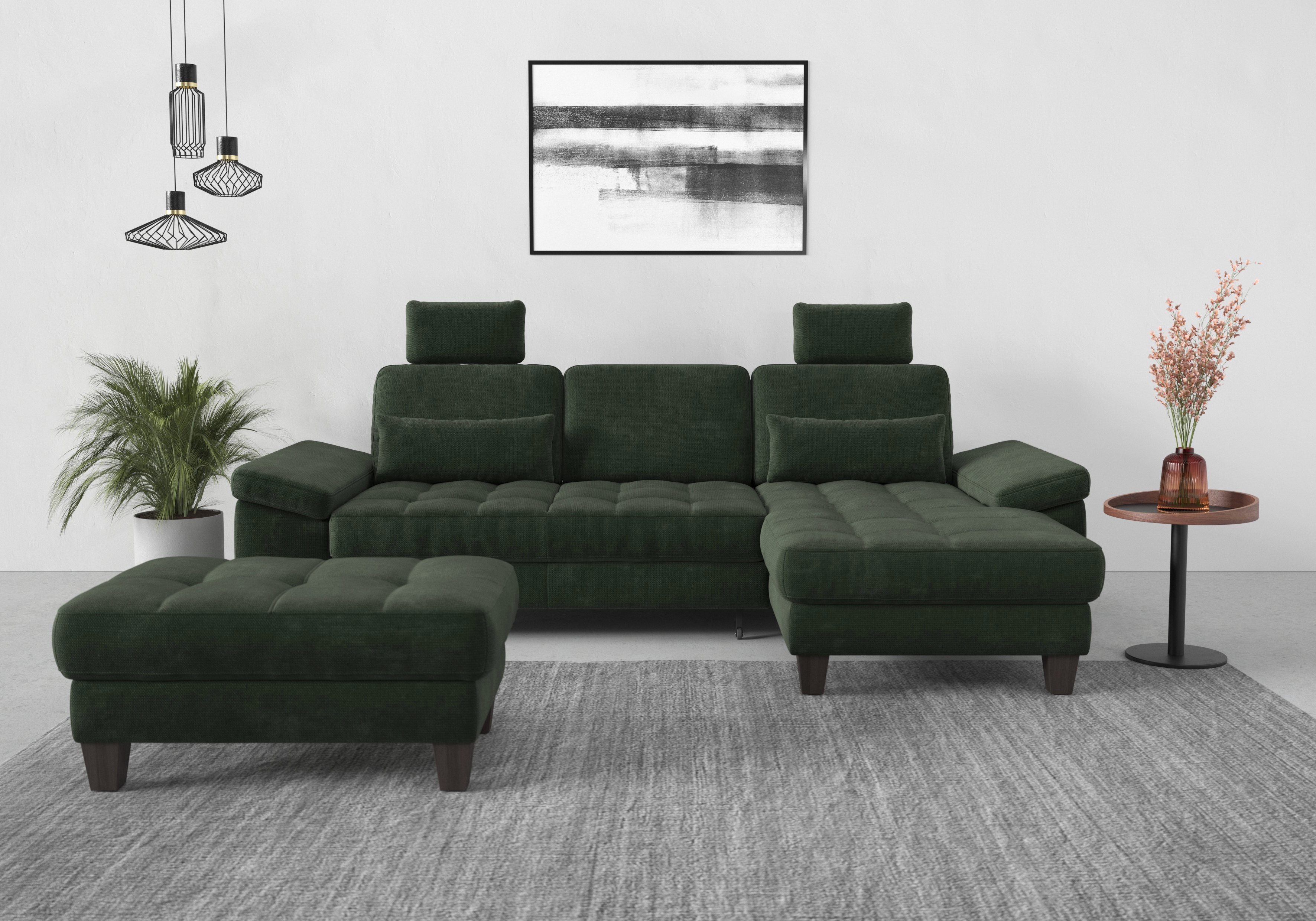 Thumbnail - sit&more Ecksofa "Westham L-Form" Recamiere, mit oder ohne Bettfunktion, Bettkasten, Füße wengefarben