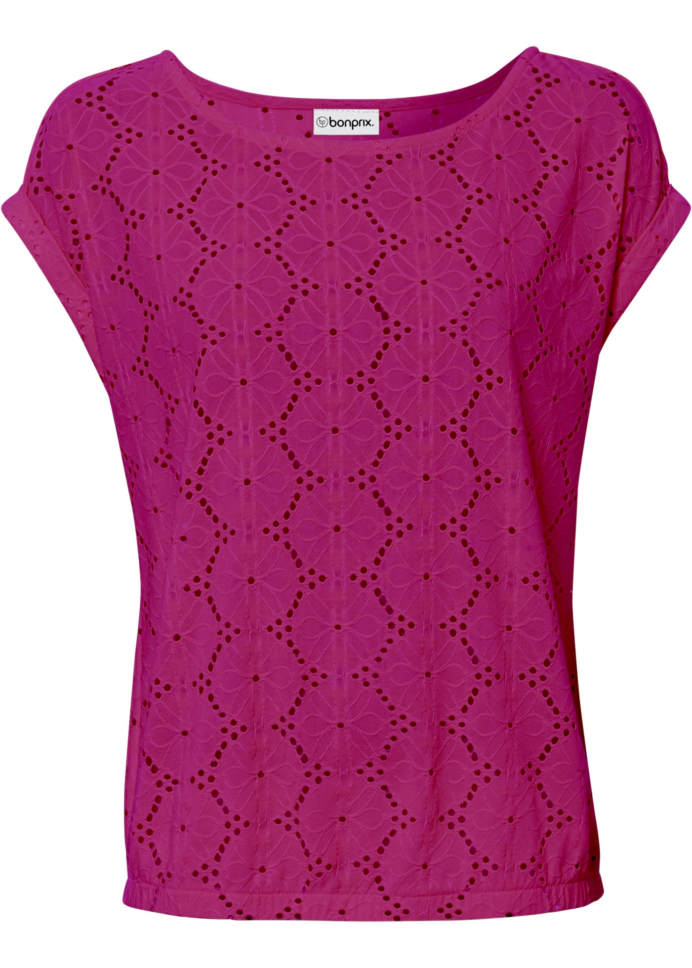 bonprix Shirtbluse bequeme Passform, mit Lochstickerei, elastisches Material