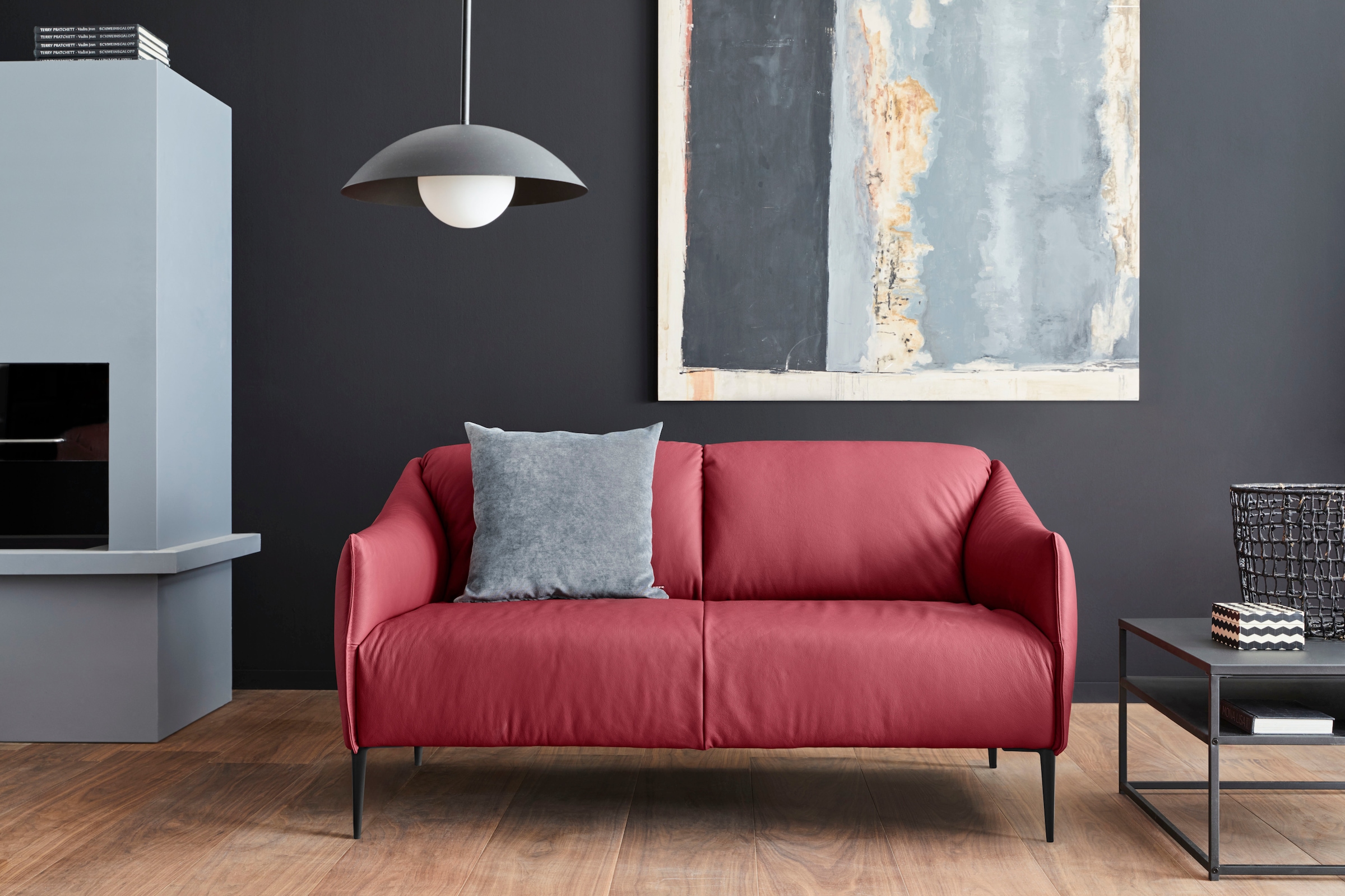 W.SCHILLIG 2-Sitzer "sally Design-Sofa, Loungesofa, bequem, schmale Armlehnen, Breite 154cm" mit Metallfüßen in Schwarz pulverbeschichtet, Breite 154 cm
