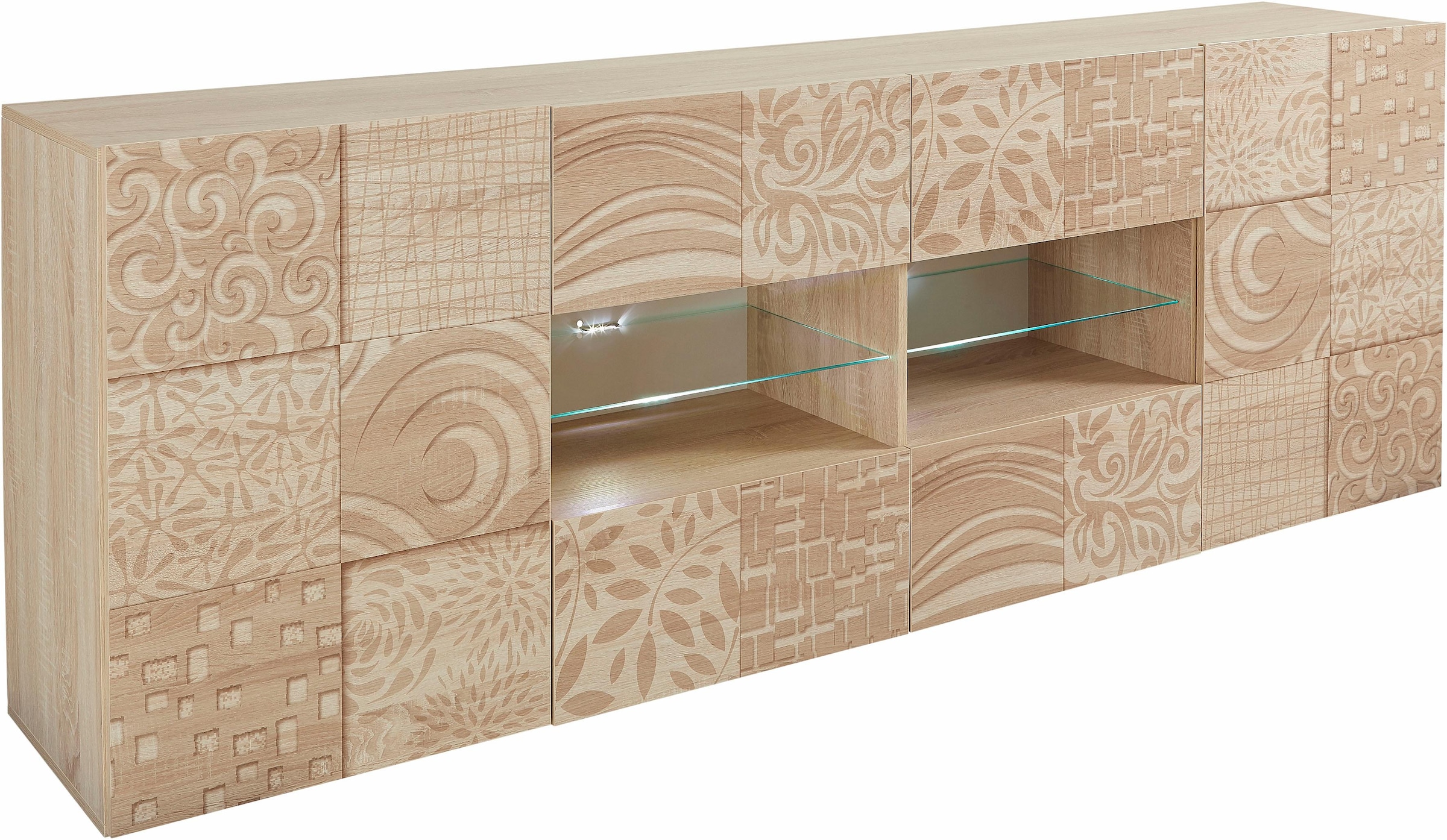 Home affaire Sideboard "Miro" Breite 241 cm mit dekorativem Siebdruck günstig online kaufen