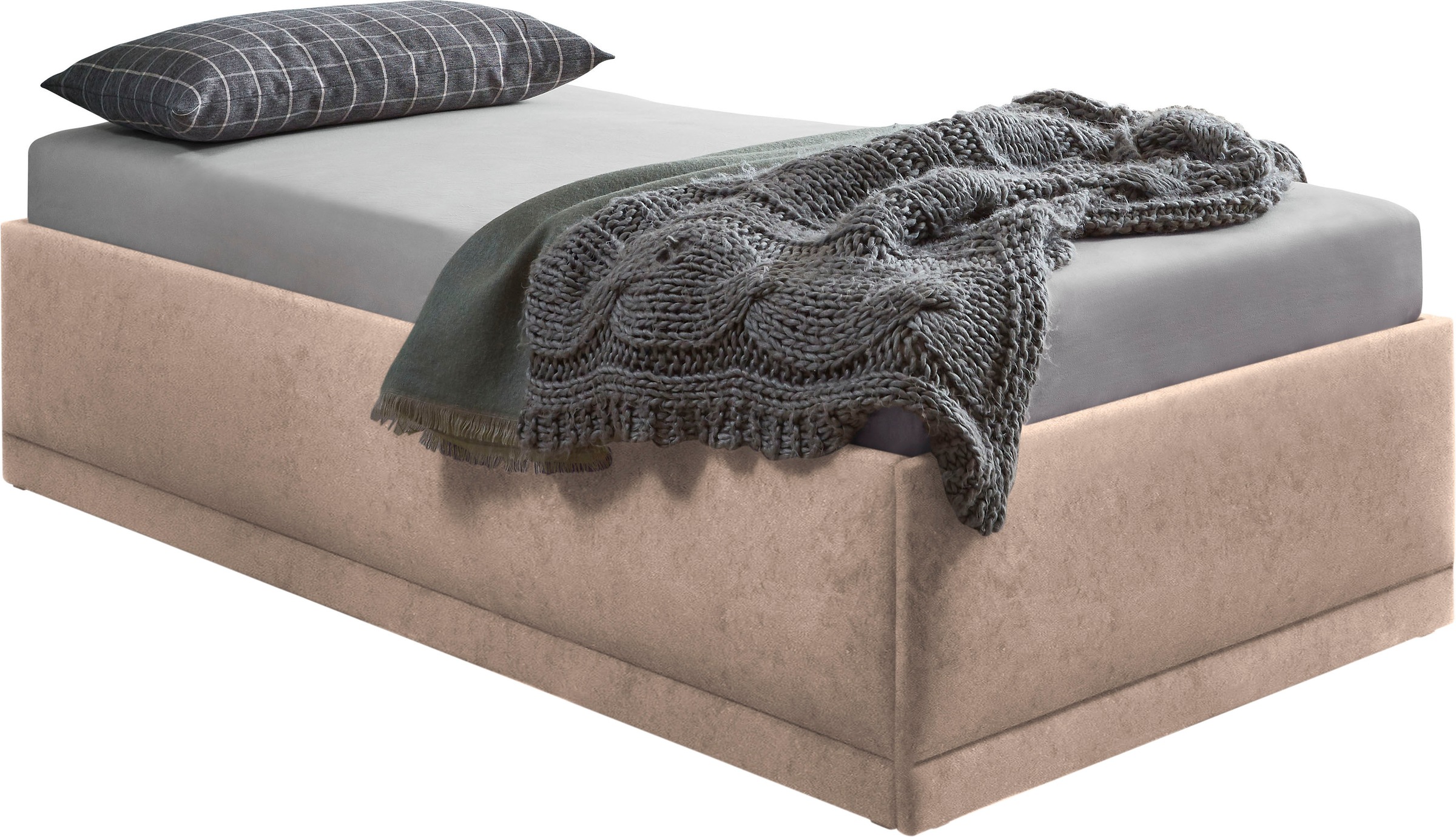 Westfalia Schlafkomfort Polsterbett »Texel« Standardhöhe mit Zierkissen, Bettkasten bei Ausführung mit Matratze