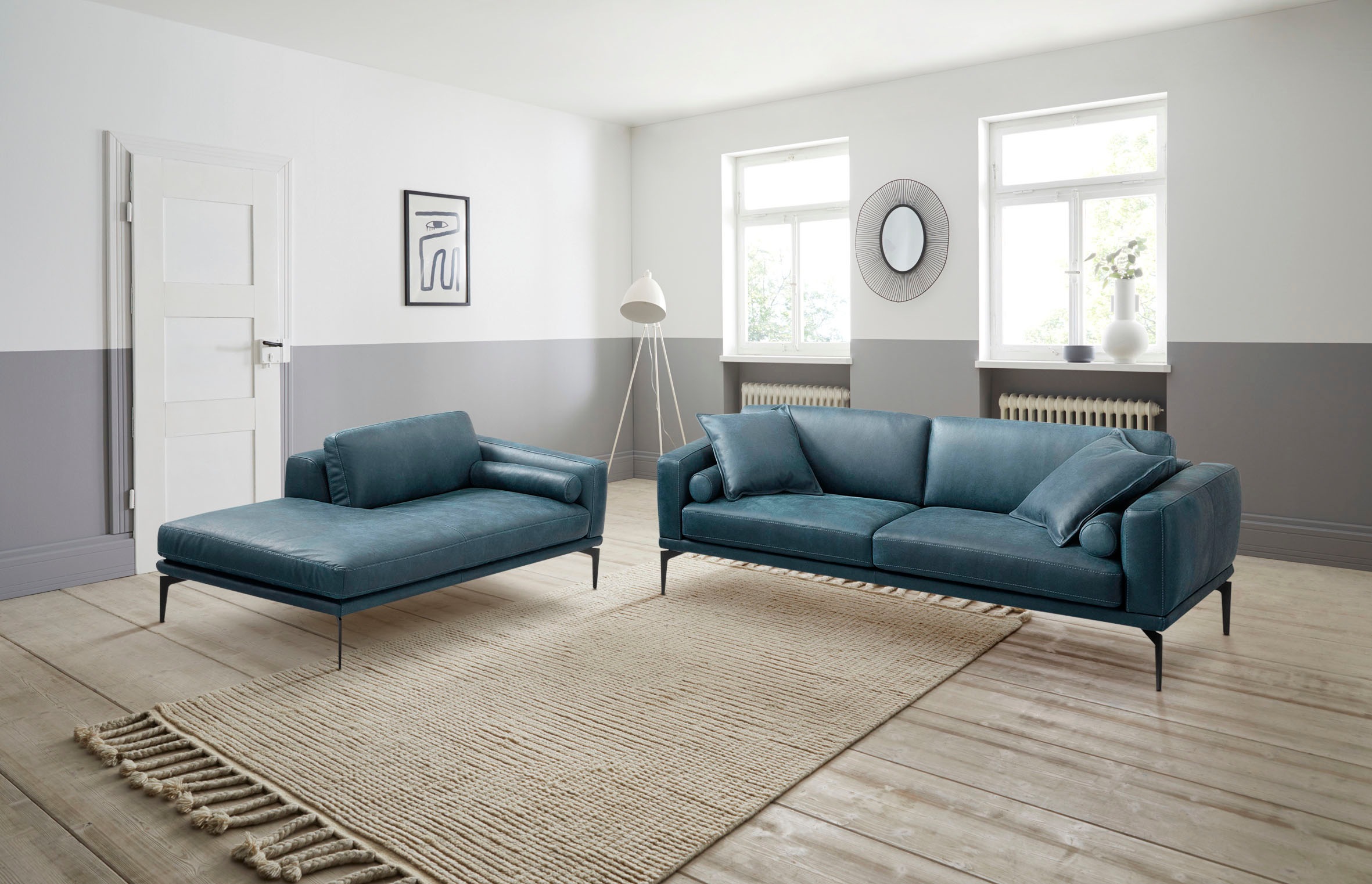 Egoitaliano Polstergarnitur »Masu, Design trifft sensationellen Sitzkomfort«, Höhe der Rückenkissen und Sitztiefe verstellbar, 3 Rollkissen