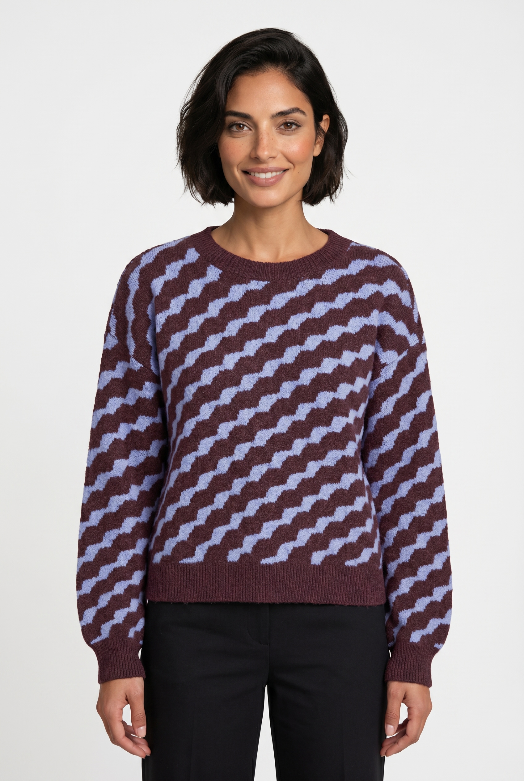 Vero Moda Rundhalspullover "Vmlara Ls O-Neck Pullover Ga Boo Rep" Materialmix, Stretch, Regular Fit