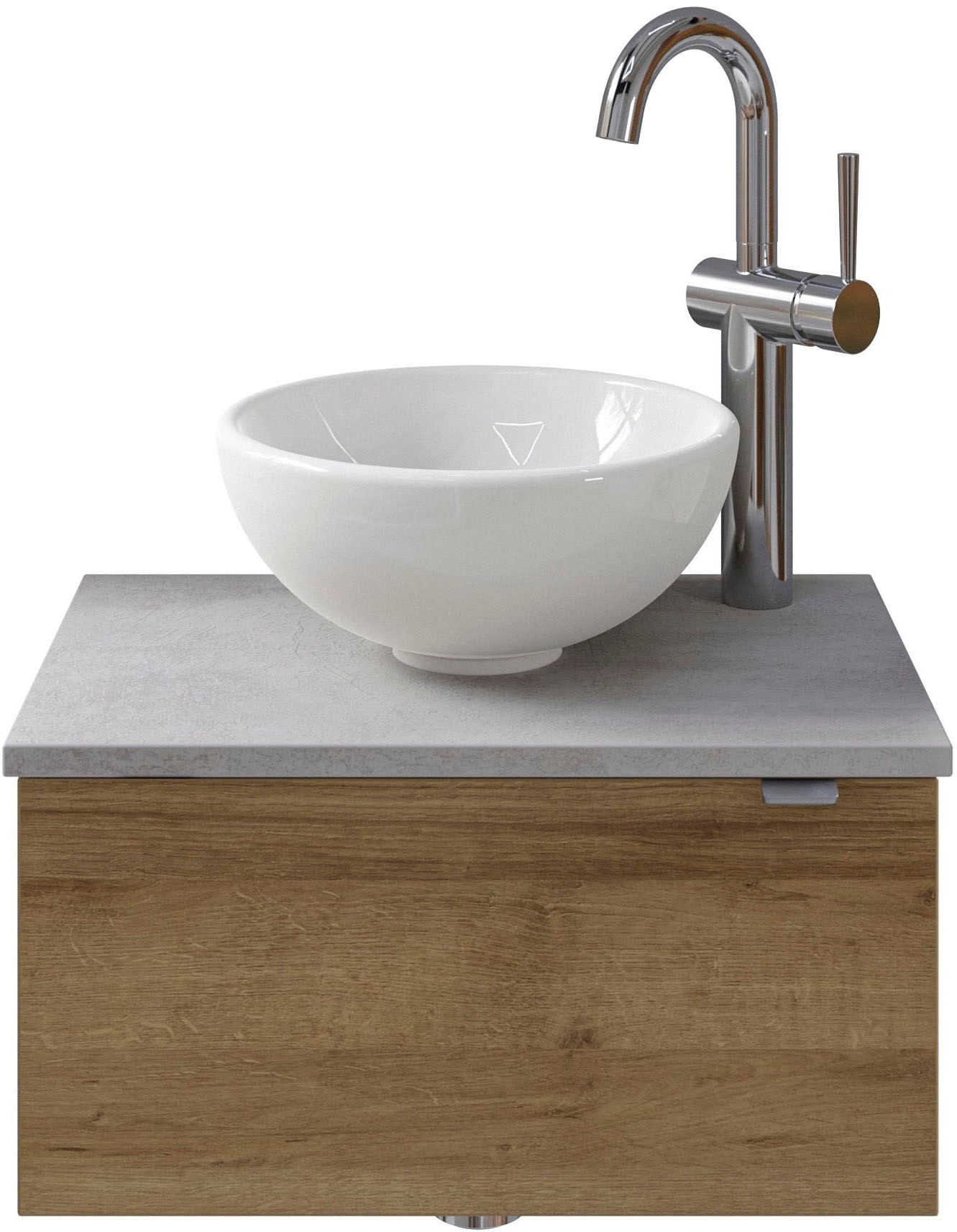 Saphir Waschtisch "Serie 6915 Waschschale mit Unterschrank für Gästebad, Gäste WC", 51 cm breit, 1 Tür, Waschtischplatte