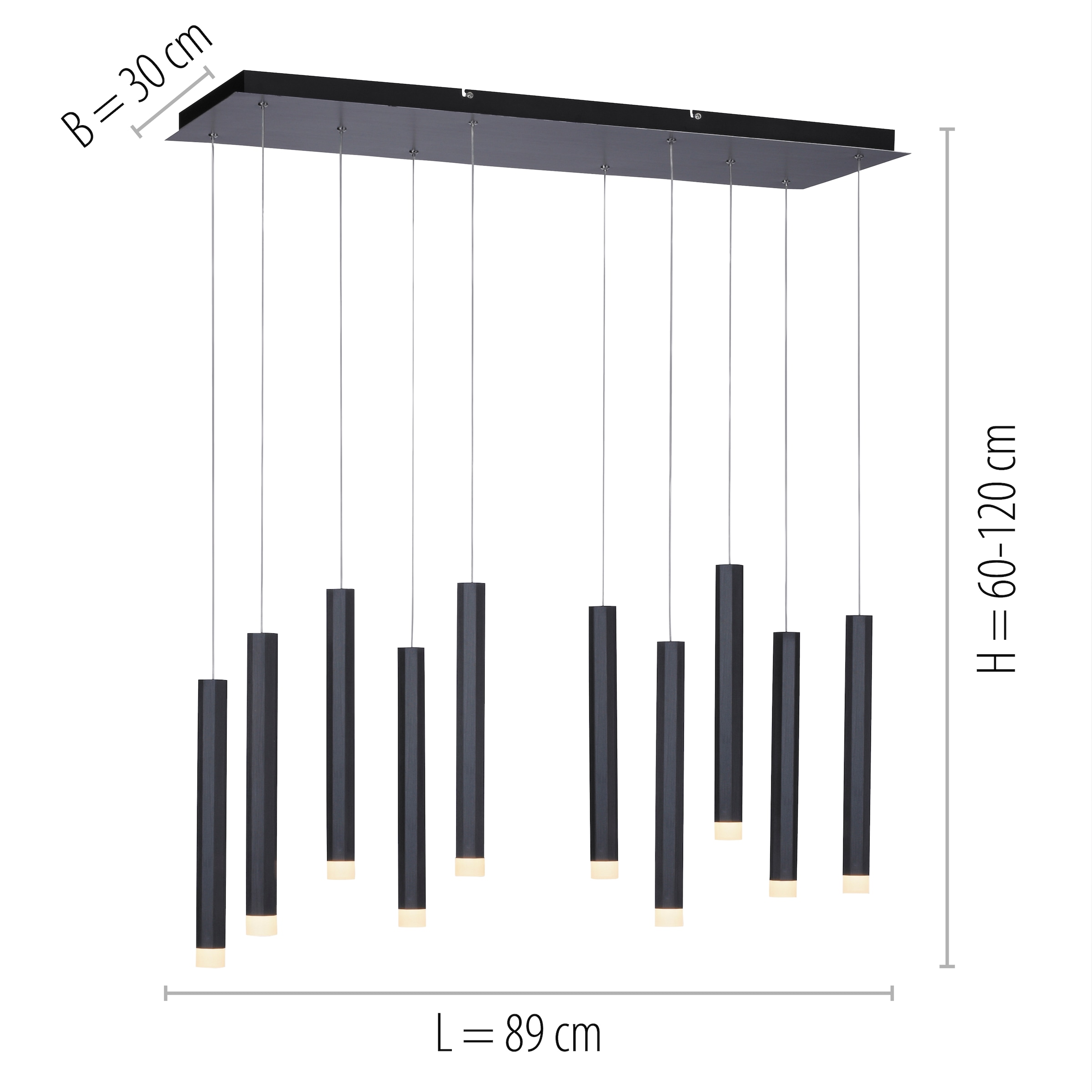 JUST LIGHT Pendelleuchte »BRUNO«, 10 flammig, Leuchtmittel LED-Board | LED fest integriert, LED