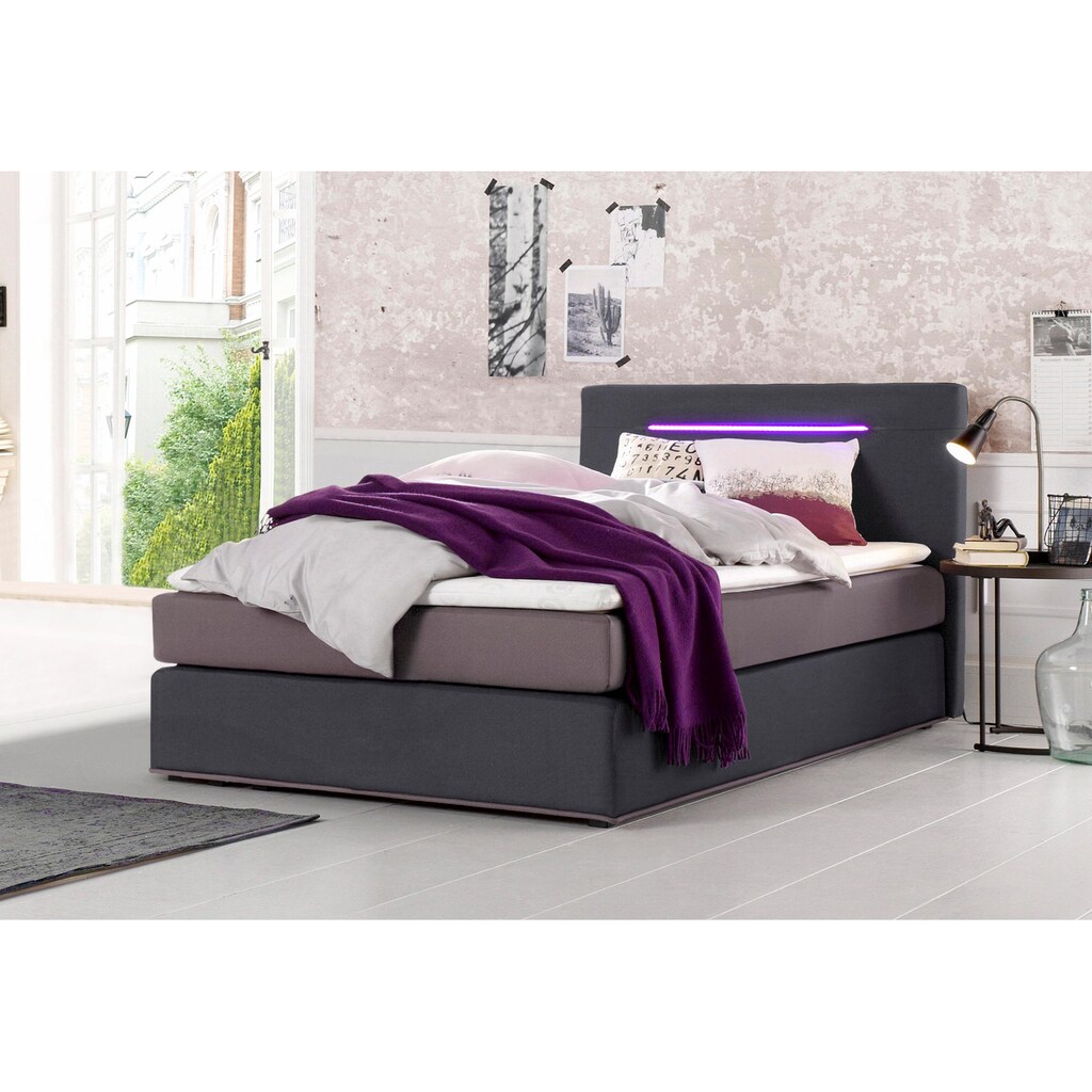 COLLECTION AB Boxspringbett, inkl. LED-Beleuchtung mit Farbwechsel und Topper