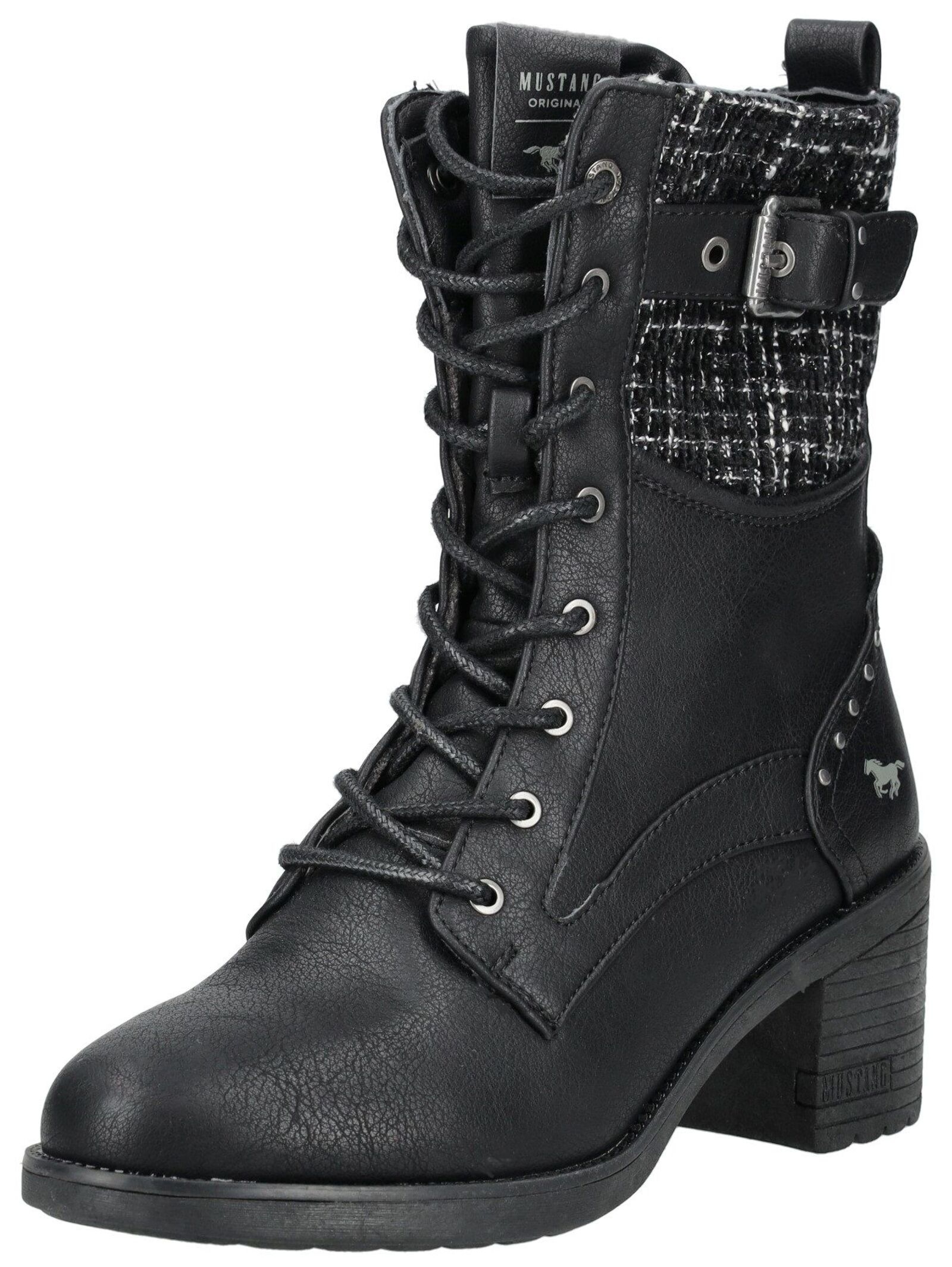 Mustang Shoes Schnürstiefelette "Mustang Shoes Stiefelette Lederimitat/Text günstig online kaufen