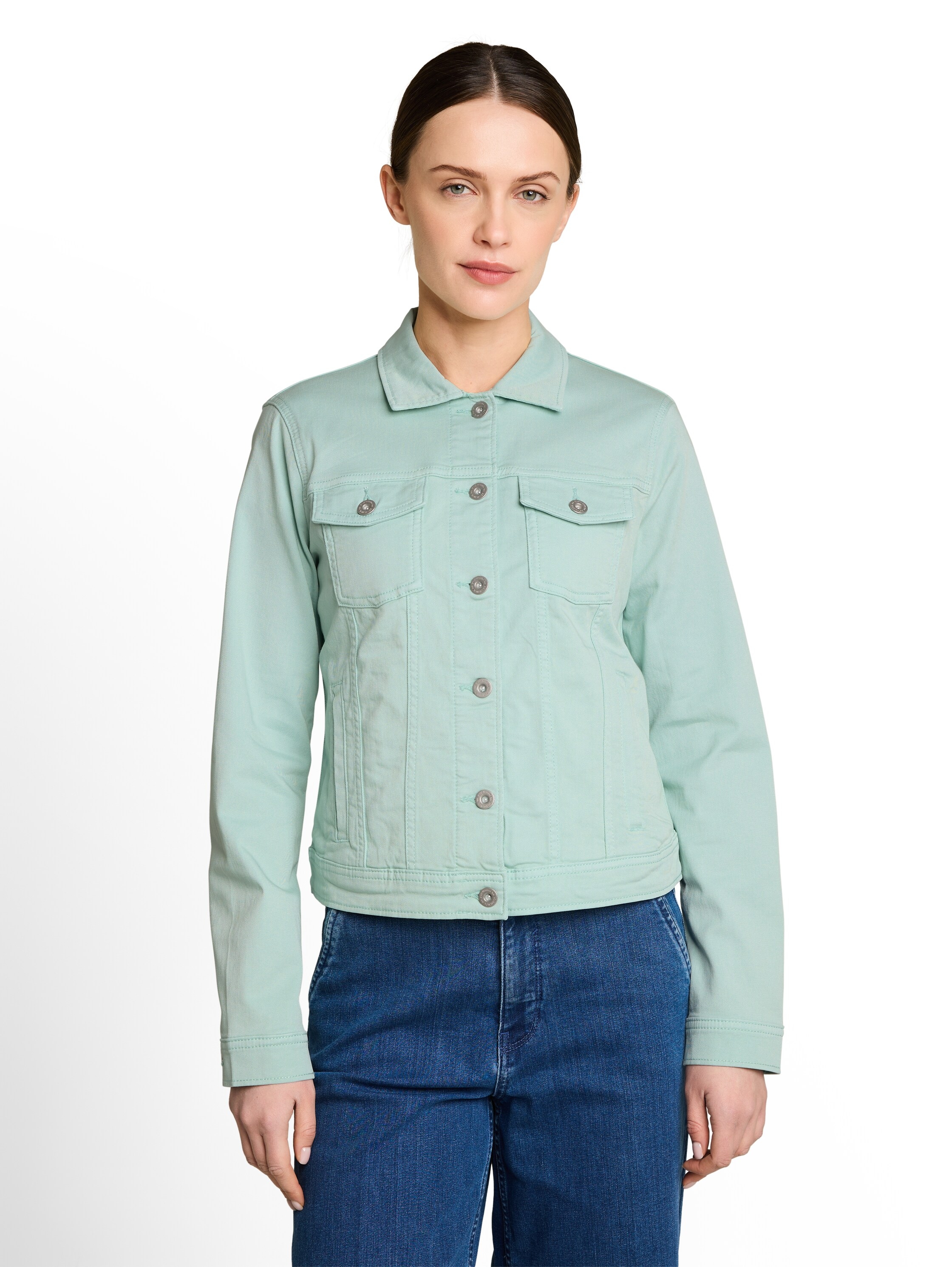 TOM TAILOR Jeansjacke ohne Kapuze mit Knopfleiste und Stretch