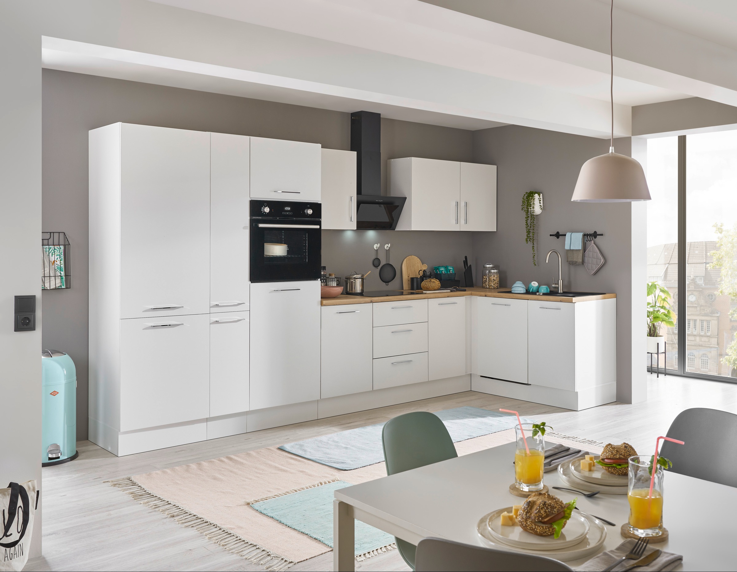 BASIC by Balculina Winkelküche »Turin«, Stellbreite 370x175 cm, wahlweise mit E-Geräten