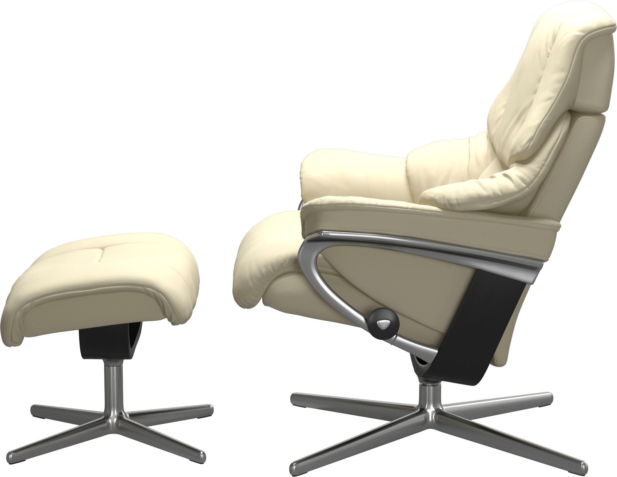 Stressless® Relaxsessel »Reno«, (Set, Relaxsessel mit Hocker), mit Hocker, mit Cross Base, Größe S, M & L, Holzakzent Schwarz