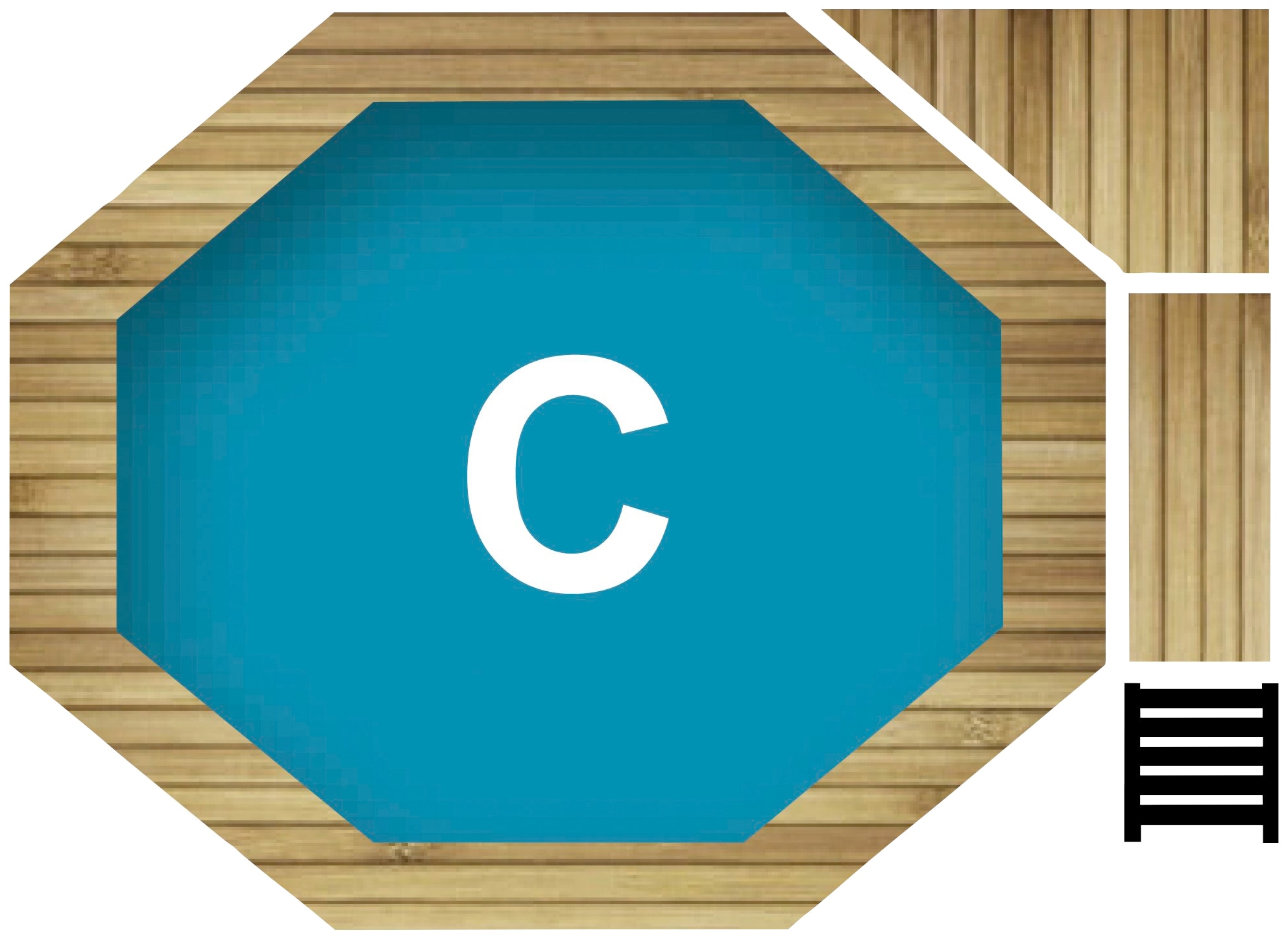 Karibu Achteckpool »PORTO Set C ØxH: 358x124 cm« mit Technikraum unter dem Sonnendeck