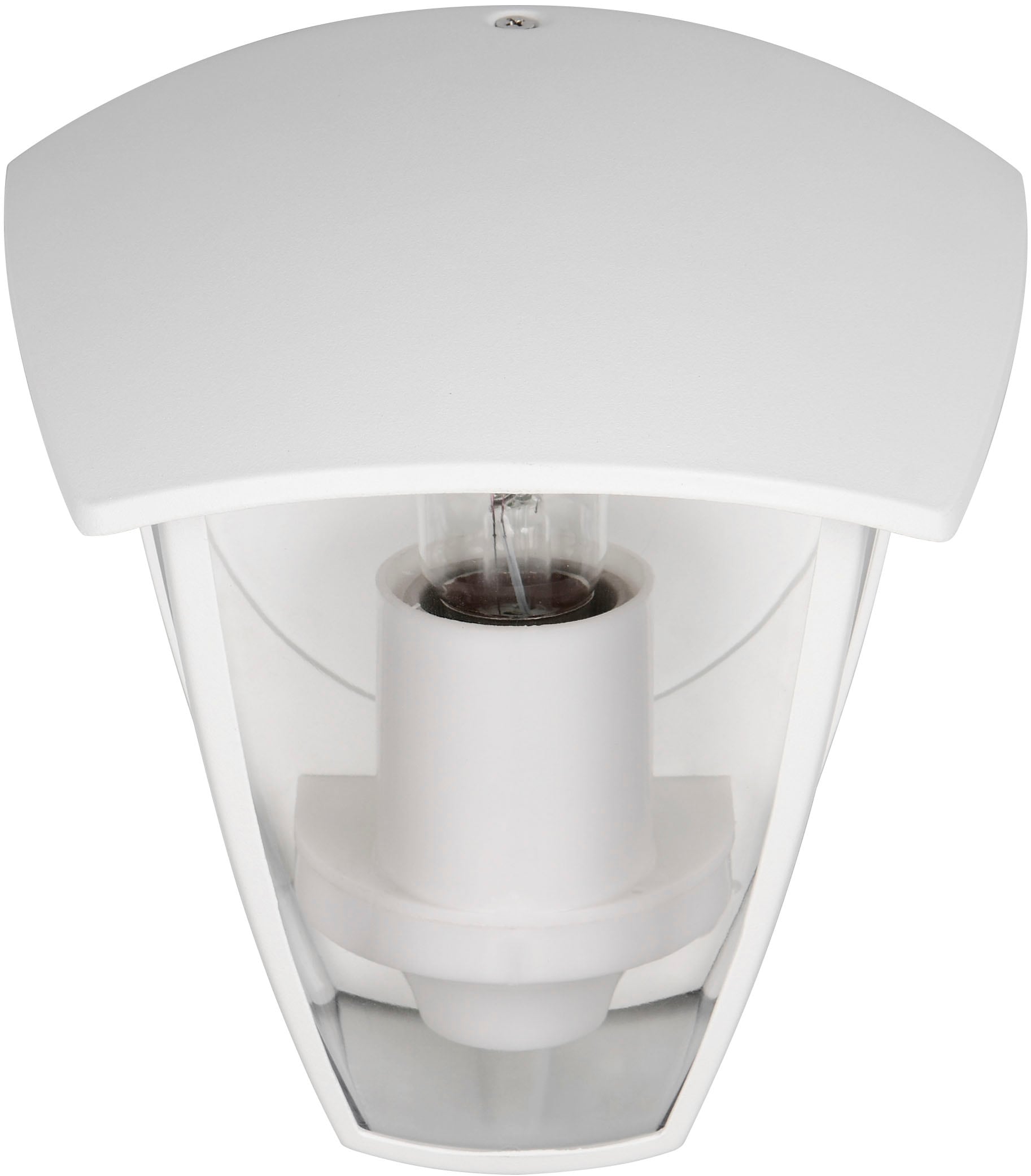 TRIO Leuchten Außen-Wandleuchte »VENTA, Outdoor Hauswand Fassadenbeleuchtung, exkl 1x E27 max 10W, IP44«, 1 flammig, Leuchtmittel E27 | Leuchtmittel wechselbar, Wandlampe Garten Terrasse, Aluminium mit Kunststoff Schirm transparent