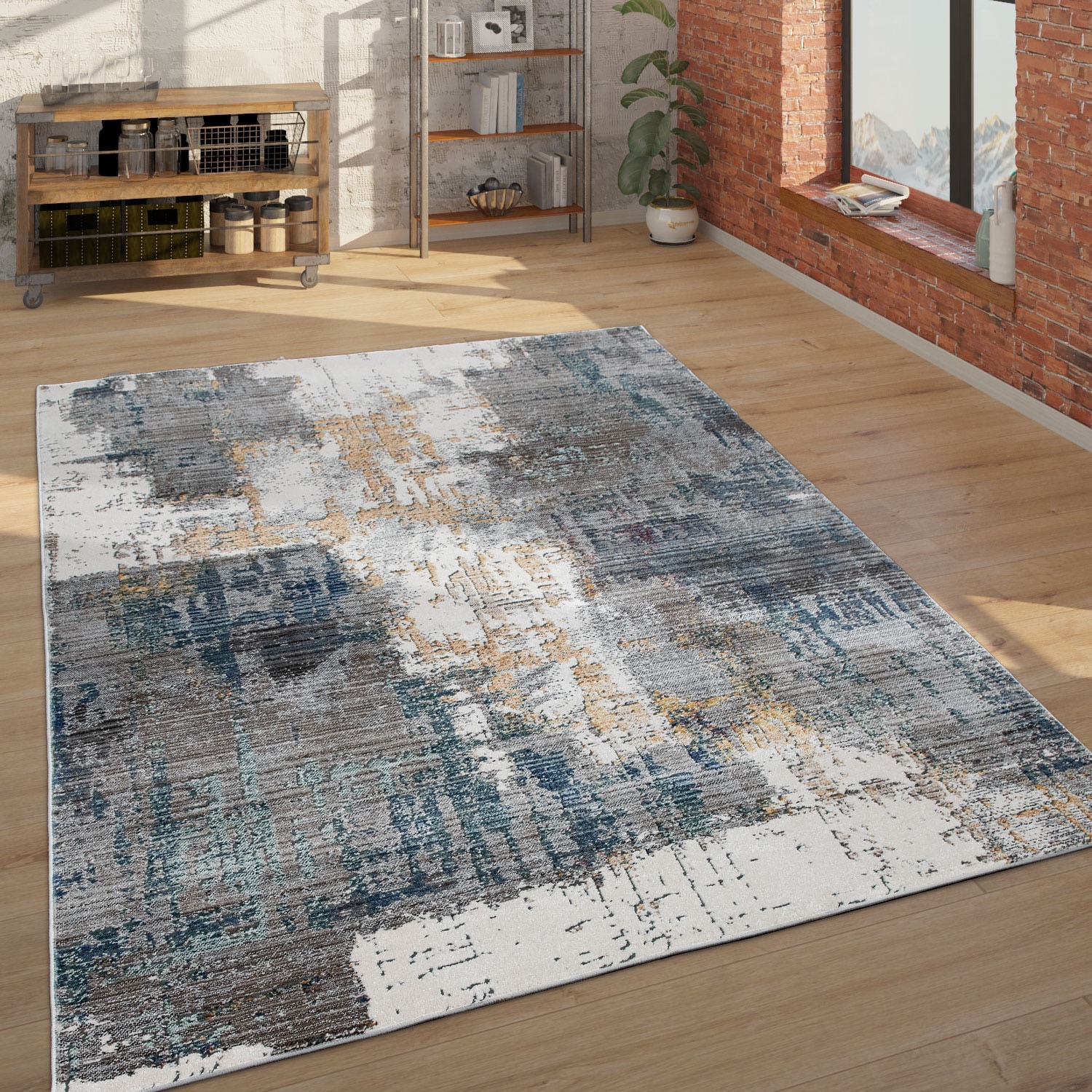 Paco Home Wohnzimmer Rechnung verwaschene Teppich modernes 761«, auf »Harnuba Kurzflor, BAUR | Design, rechteckig, Optik, abstraktes