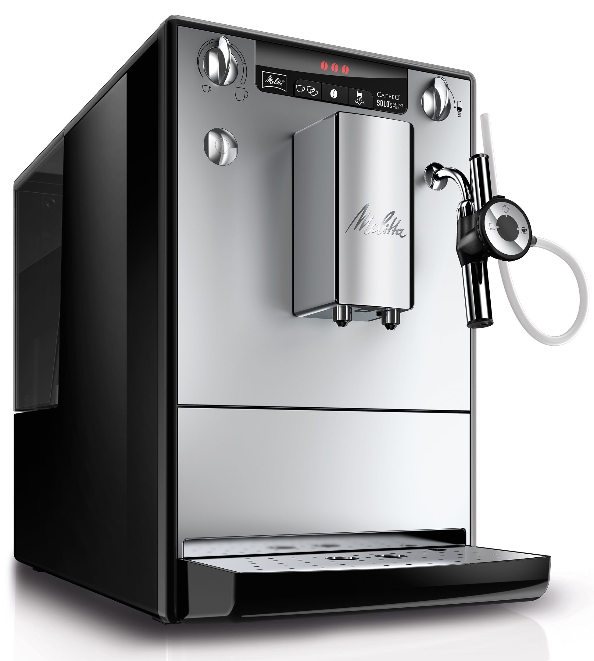 Melitta Kaffeevollautomat »Solo® & Perfect Milk E957-203, silber/schwarz«, Café crème&Espresso per One Touch, Milchsch&heiße Milch per Drehregler