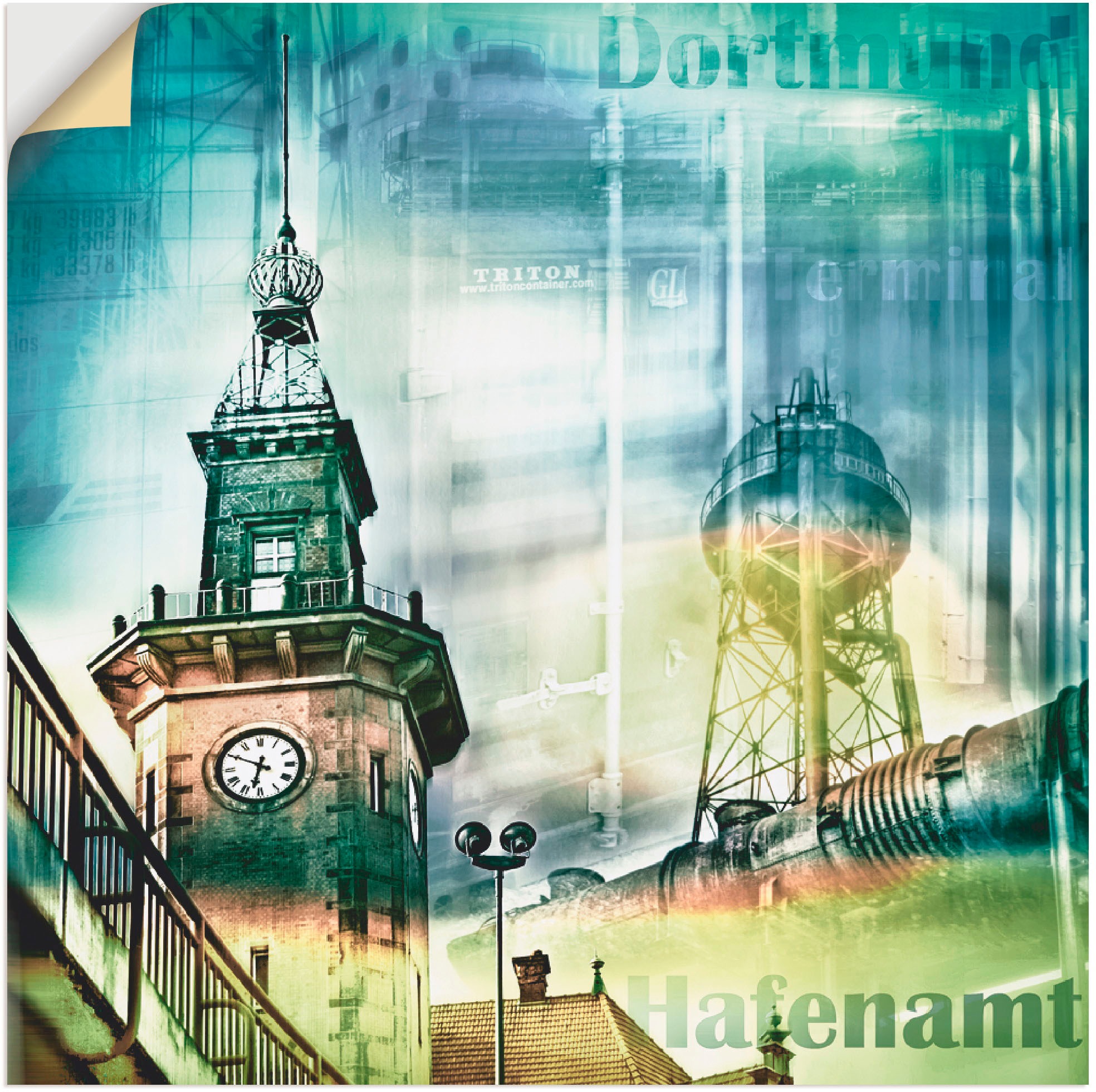 Artland Wandbild »Dortmund Skyline Collage I«, Architektonische Elemente, (1 St.), als Leinwandbild, Wandaufkleber oder Poster in versch. Größen