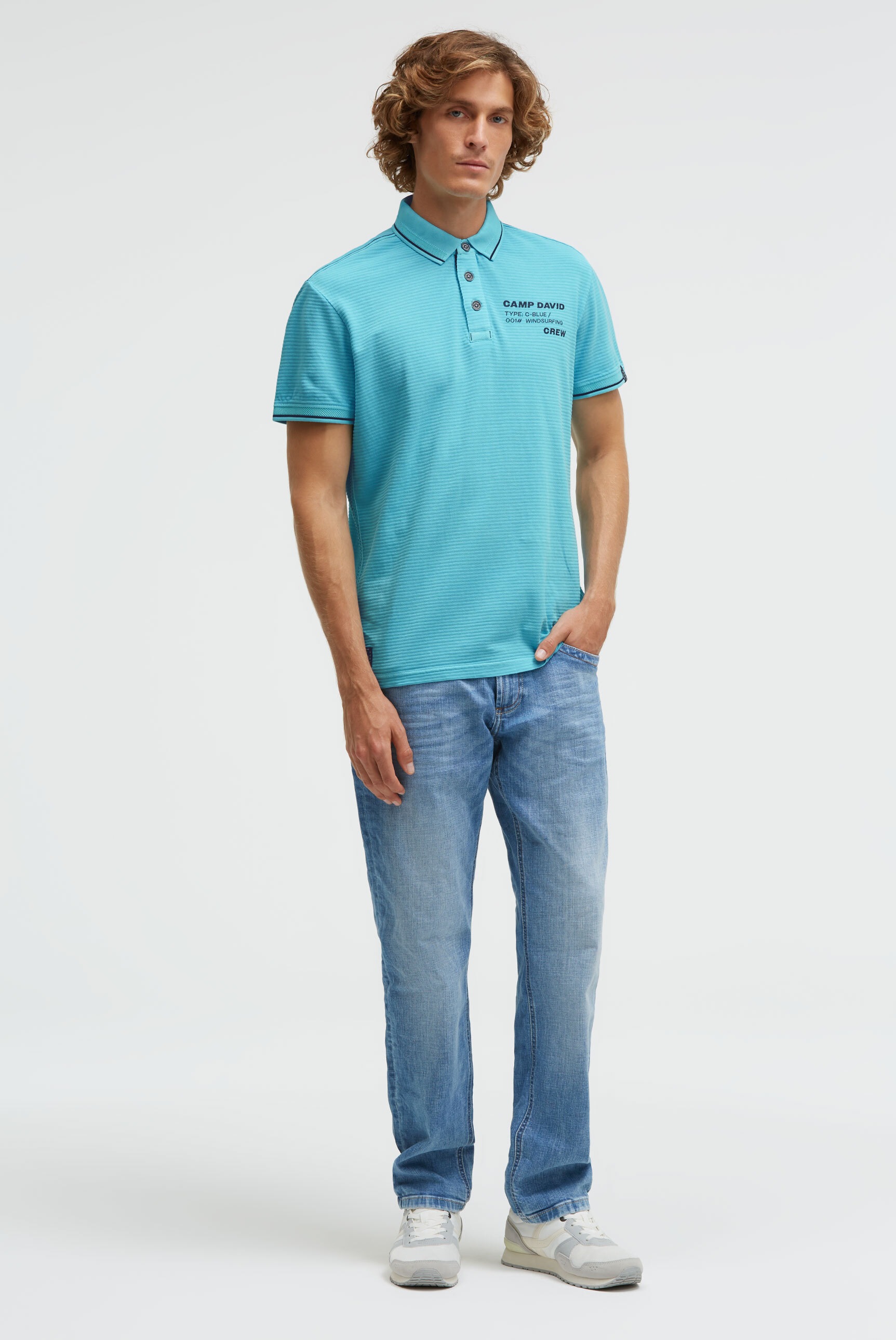 CAMP DAVID Poloshirt mit Kontrastnähten