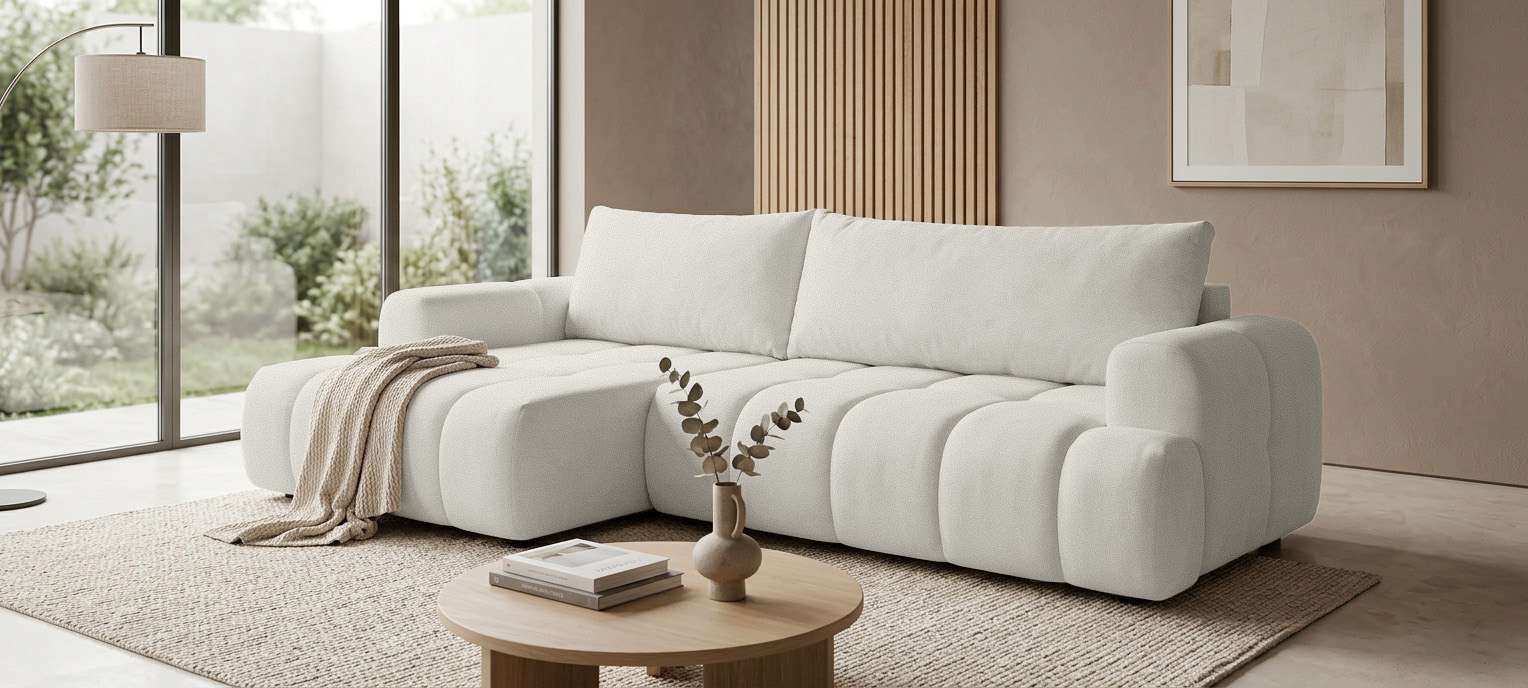 OTTO home Ecksofa "LIOORA Schlafsofa mit Bettkasten, Breite 265 cm, Verlässliche Qualität" L-Form mit Bettfunktion und Bettkasten, Recamiere rechts/links