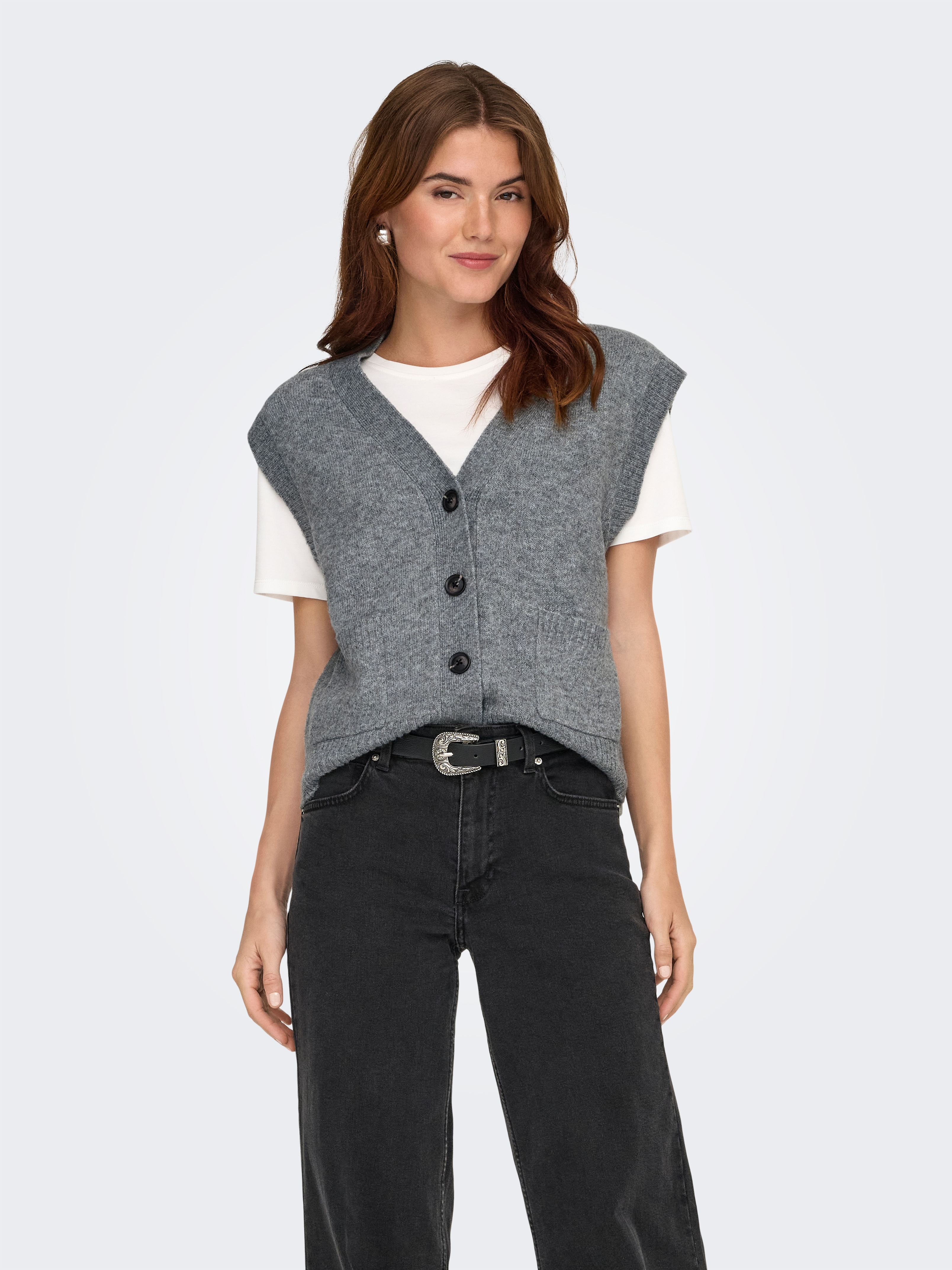 JDY 1100000002199 "JDYSUPER S/L V-NECK VEST KNT NOOS" Materialmix