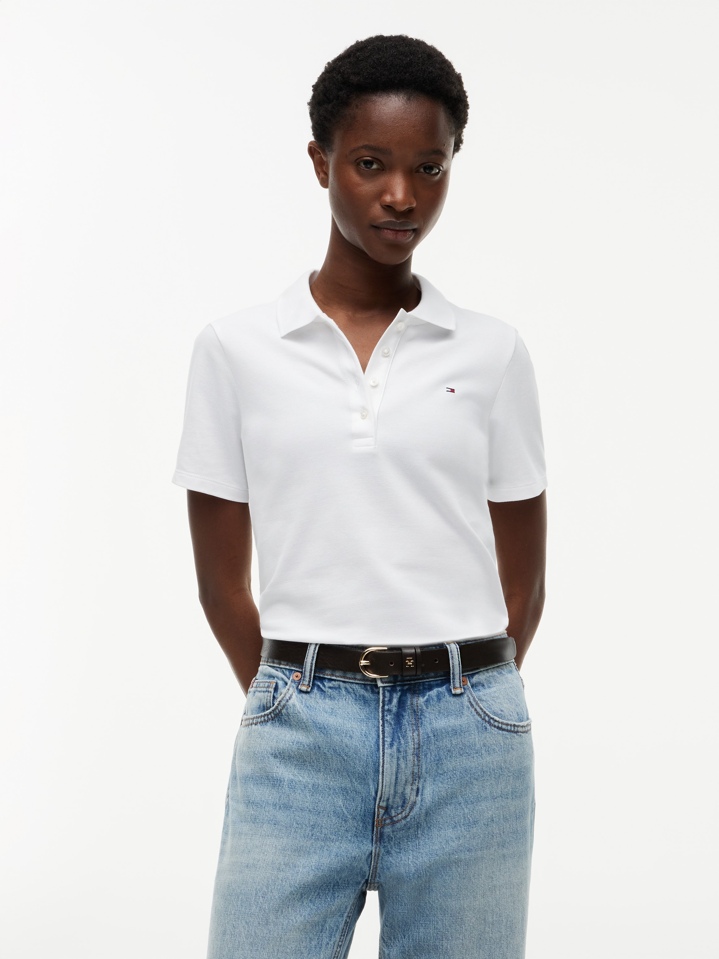 Tommy Hilfiger Poloshirt "1985 SLIM PIQUE POLO SHORT SLEEVE" mit Tommy Hilfiger Logo-Flag