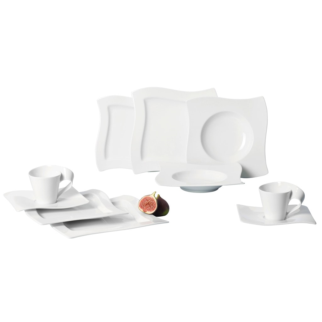 VILLEROY & BOCH Geschirr-Set "Basic Set NewWave 30er Set weiß", 30 tlg., weiß, Geschirr-Sets