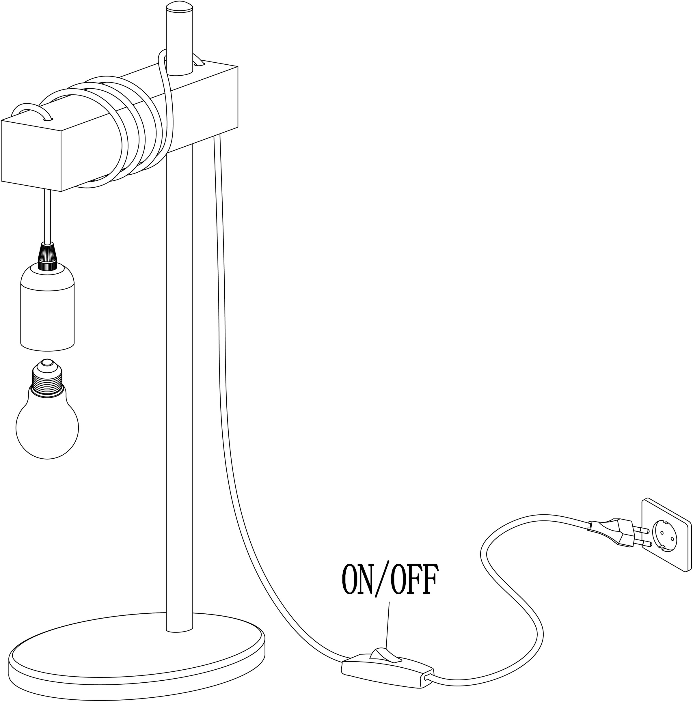 EGLO Tischleuchte »TOWNSHEND«, 1 flammig, Leuchtmittel E27 | ohne Leuchtmittel, Vintage Tischleuchte, Retro Lampe, Nachttischlampe, E27, mit Schalter