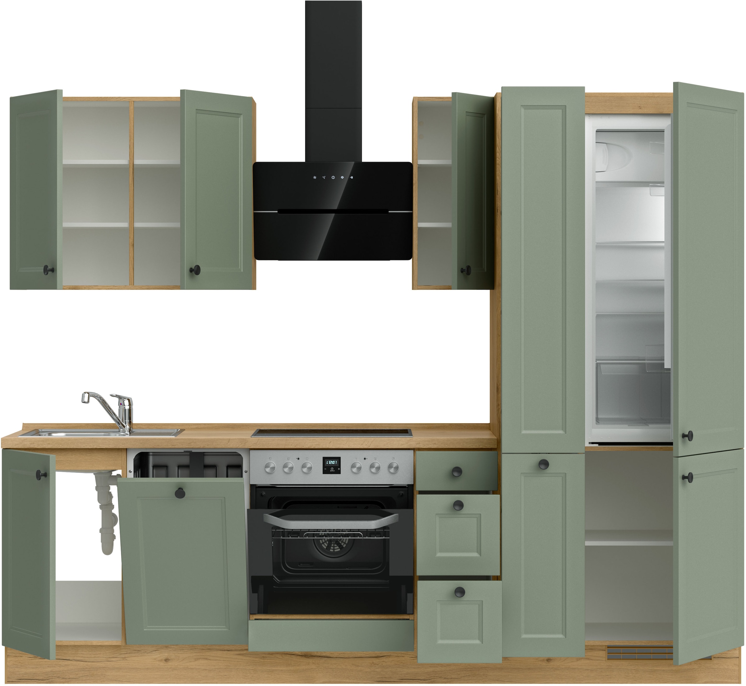 nobilia® Küchenzeile »"Cascada II"« vormontiert, Breite 270 cm, Ausrichtung wählbar, wahlw. mit E-Geräten