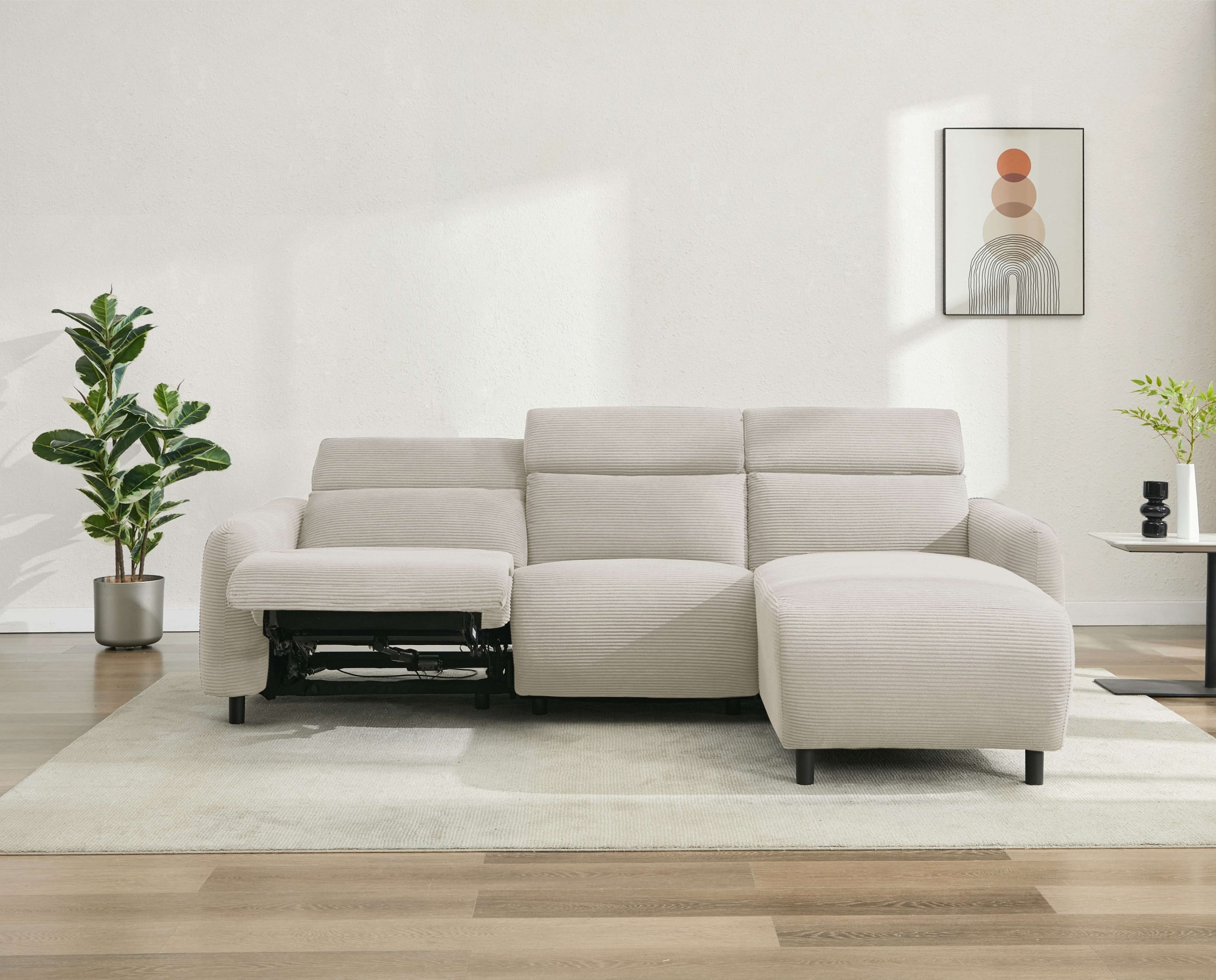 Home affaire Ecksofa »SKAANE Struktur, L-Form, 274 cm, manuelle u. elektrische Funktion,«, Kopfteilverstellung, Relax-und Liegefunktion, Federkernpolsterung