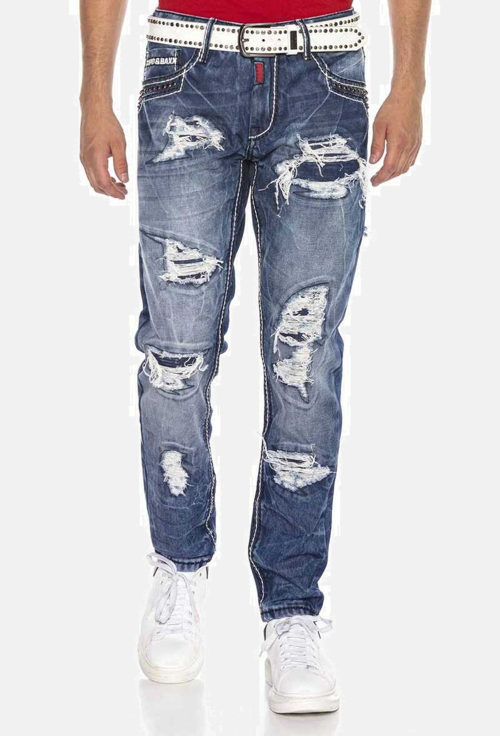 Cipo & Baxx Straight-Jeans »Cipo & Baxx Jeans DENIM« bequeme Jeans im angesagten Destroyed-Look, CD644