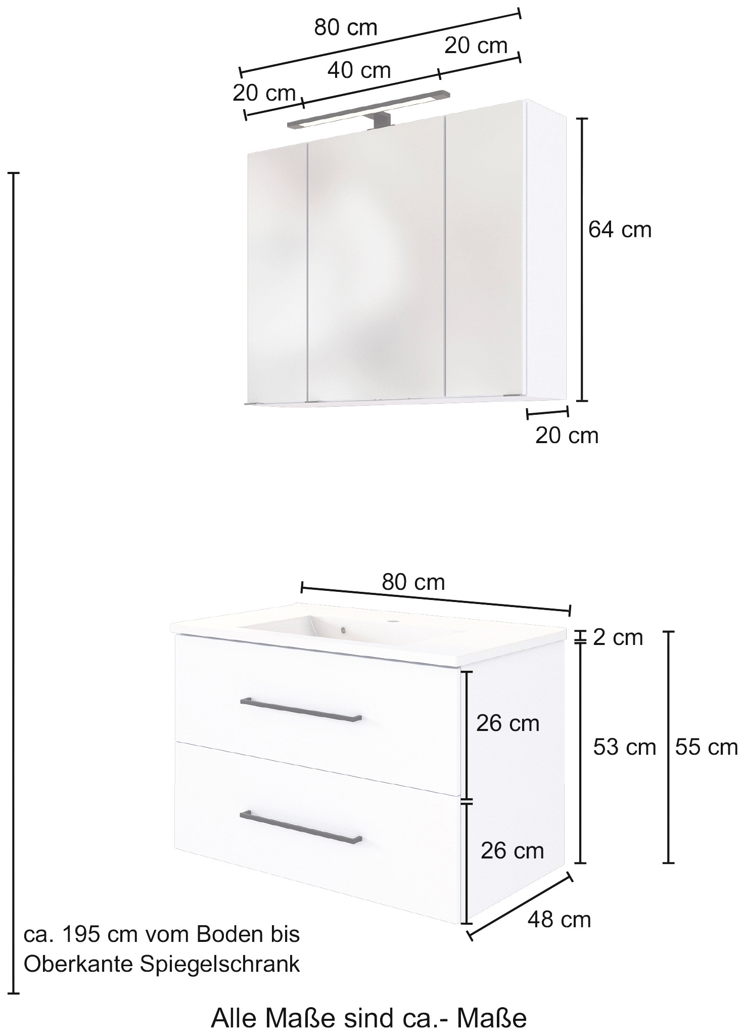 Thumbnail - welltime Badmöbel-Set "Luena" Set, 2 Stk. tlg.