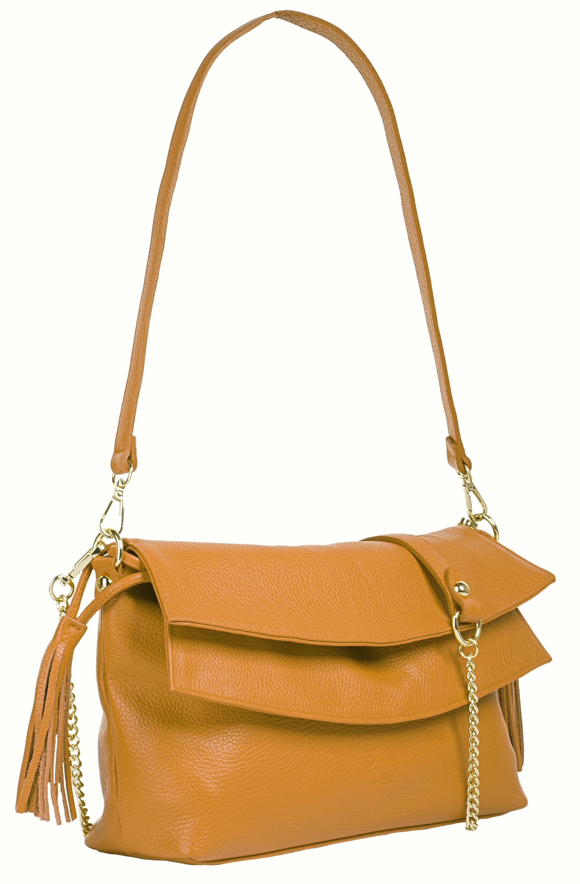 Umhängetasche SAMANTHA LOOK, Damen, Gr. B/H/T: 33cm x 20cm x 6cm onesize, gelb, Leder, leicht glänzend, unifarben, Taschen Umhängetasche, echt Leder, Made in Italy 2