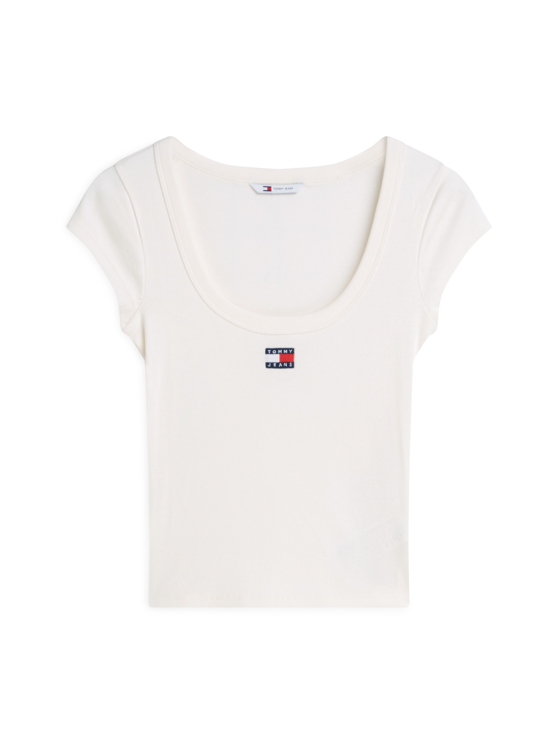 Tommy Jeans Kurzarmshirt »TJW SLIM RIB BADGE TEE EXT« Baumwollmischung, slim fit, in gerippter Struktur