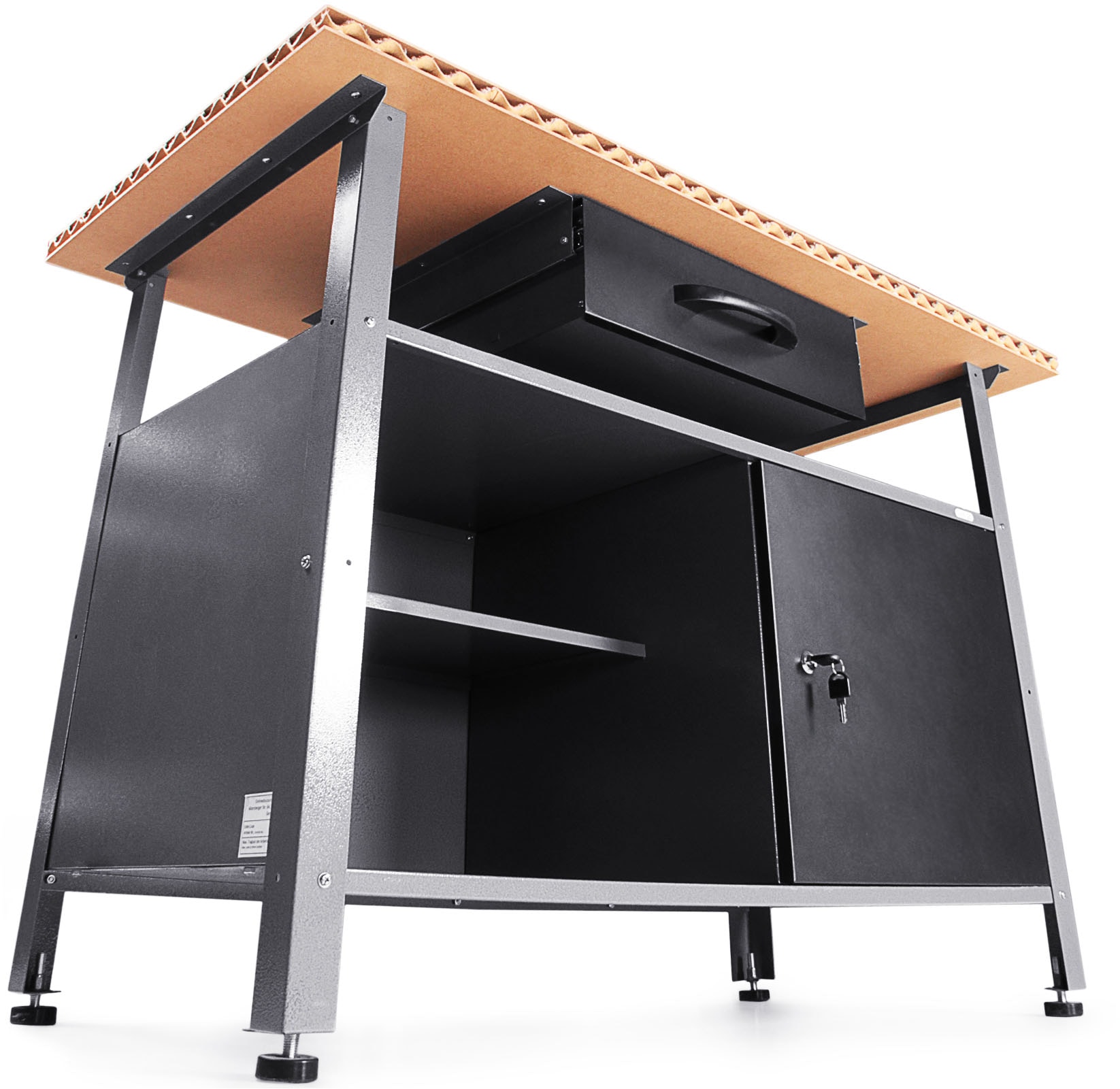 ONDIS24 Werkbank »»Klaus Eco««, (1 tlg.), 120 x 60 x 85 (H) cm, Leichtbau Holz-Platte, abschließbare Tür