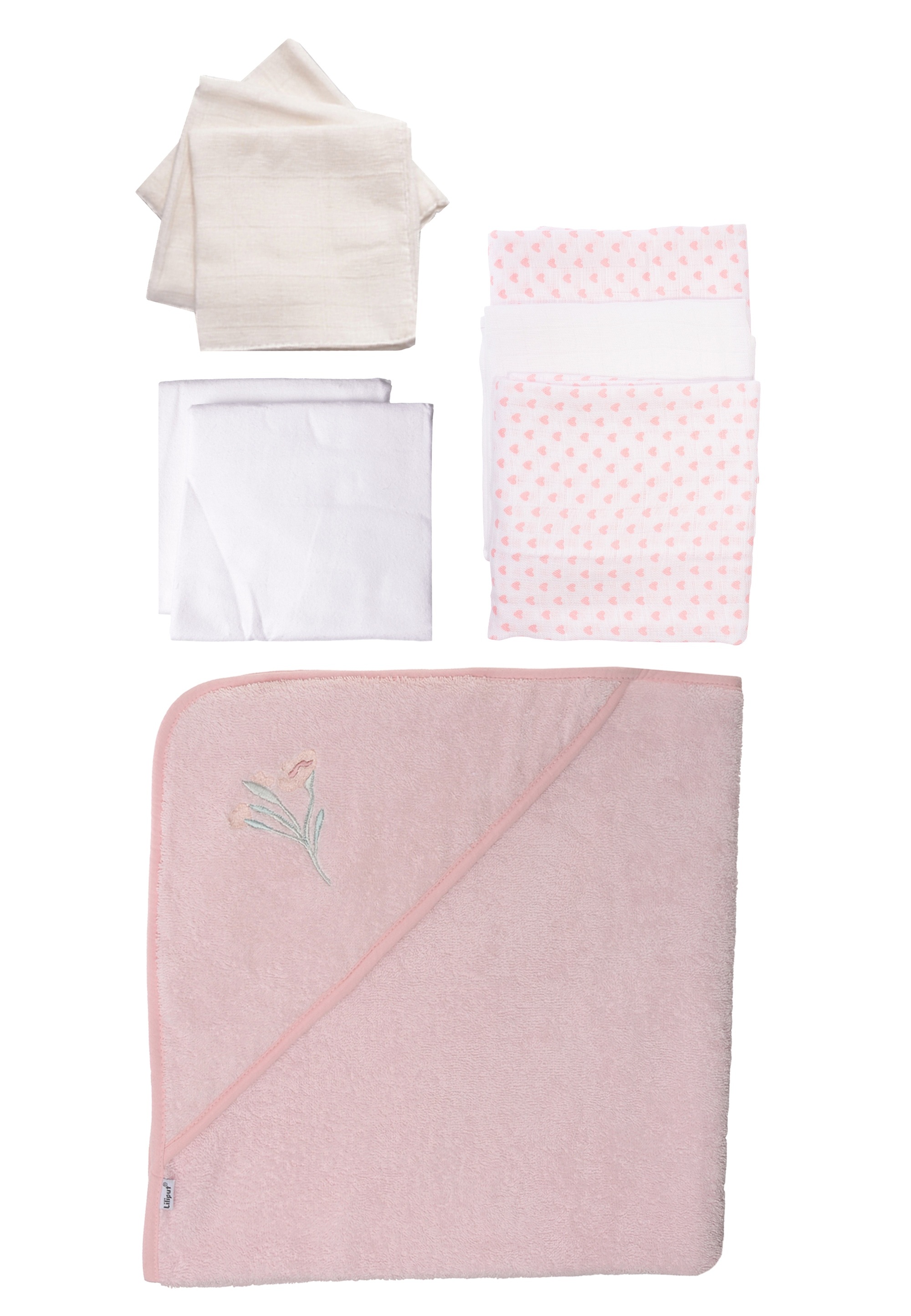 Liliput Erstausstattungspaket »Blume« 9-teilig mit saugfähigem Frottee-Kapuzenbadetuch