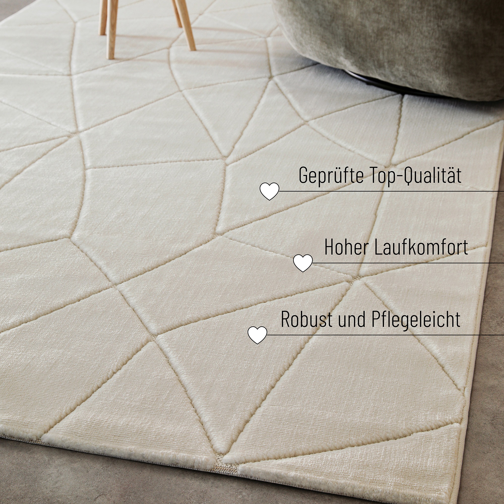 Wecon home Teppich »Unplugged«, rechteckig, 10 mm Höhe, Kurzflor Teppich, gewebt, robust, Wohnzimmer, Schlafzimmer, modern
